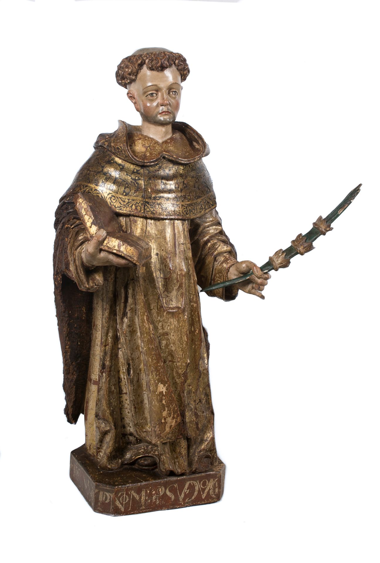 "Saint Peter the Martyr or Saint Peter of Verona". Carved, gilded and polychromed sculpture with - Image 2 of 5