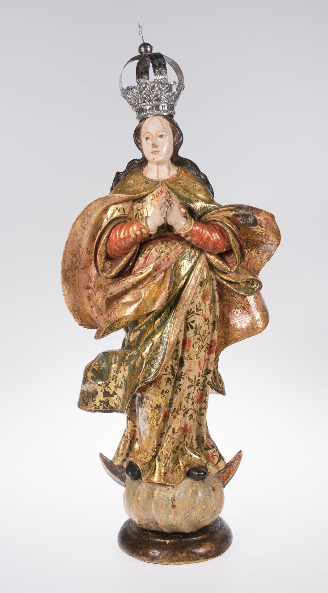 "Our Lady Immaculate". Carved, polychromed and gilded wooden sculpture. Colonial School. 17th centu