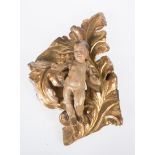 "Angel". Carved, gilded and polychromed fragment of a reredos. 17th century.