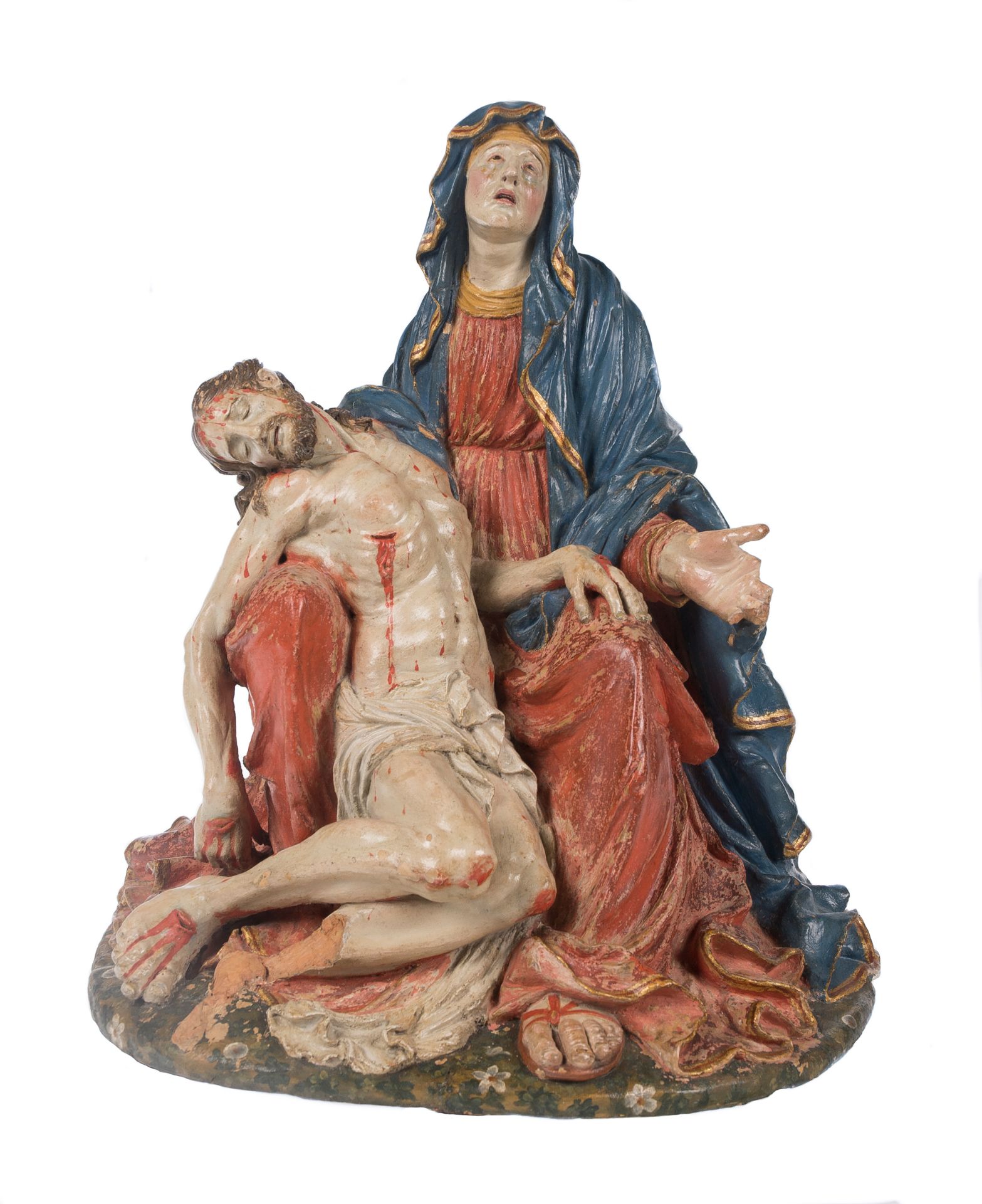 "Pietà". Polychromed and gilded terracotta sculpture. Andalusian School. Granada. Late 17th ce