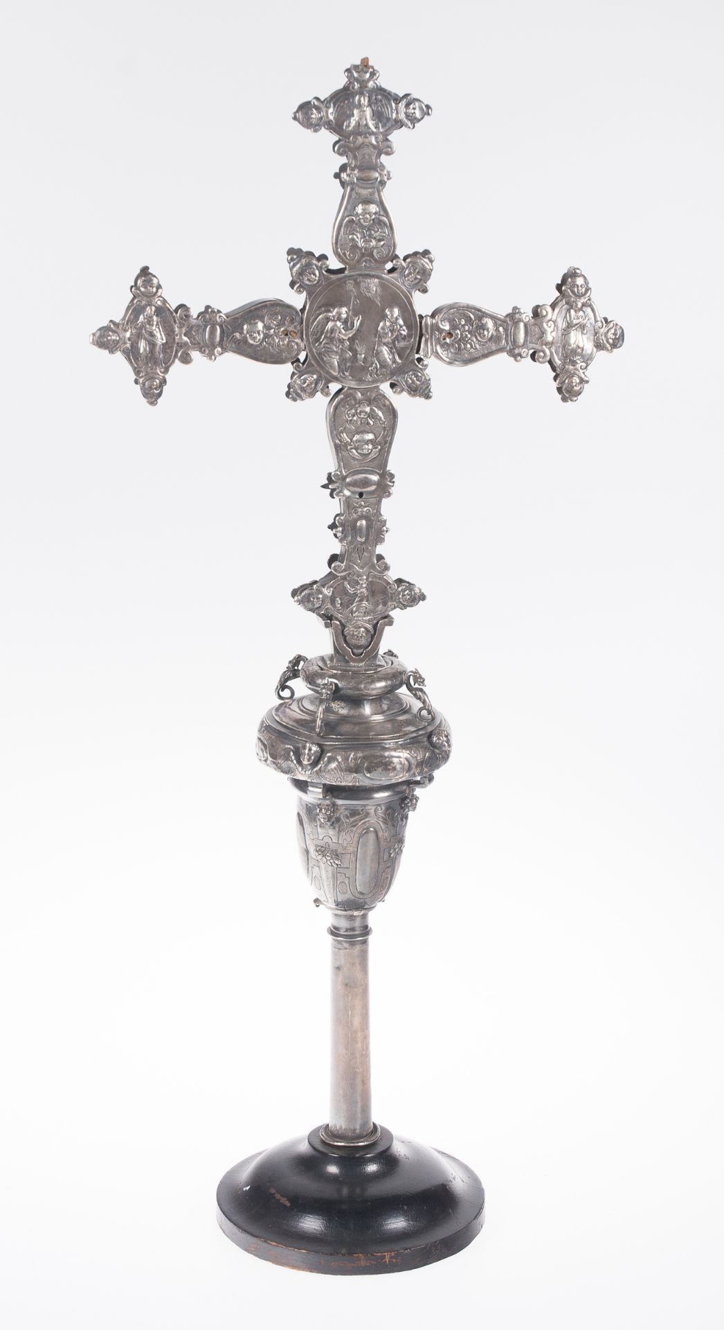 Large, chased silver processional cross. 16th century.