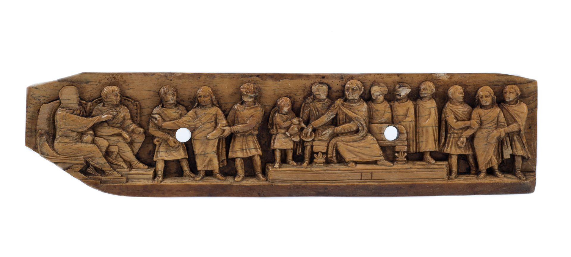 "The trial of Christ". Sculpted ivory relief. Carolingian Period. 6th - 9th century.