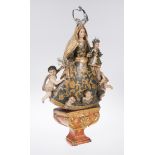 "Our Lady of the Rosary". Carved, polychromed and gilded wooden sculpture. Colonial School. Mexico.