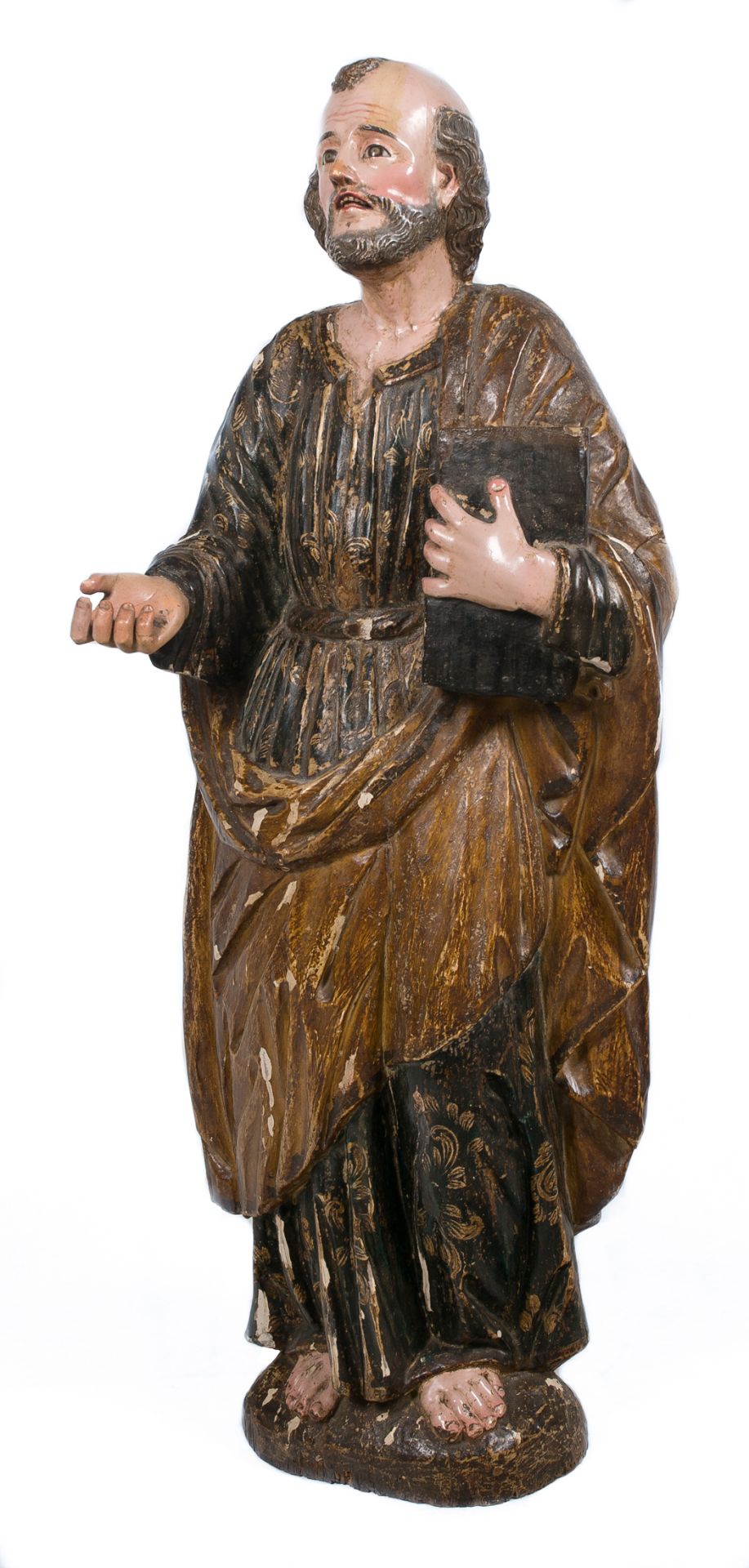 "Saint Peter". Carved, gilded and polychromed wooden sculpture with estofado technique and pierced - Image 4 of 5