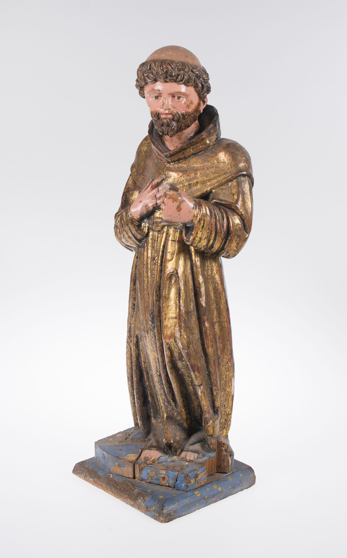 "Saint". Carved and polychromed wooden sculpture. 16th century. - Image 3 of 4