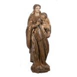 "Madonna and Child". Carved, gilded and polychromed wooden sculpture. Castilian School. 16th centu