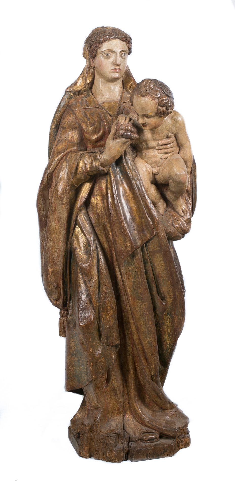 "Madonna and Child". Carved, gilded and polychromed wooden sculpture. Castilian School. 16th centu