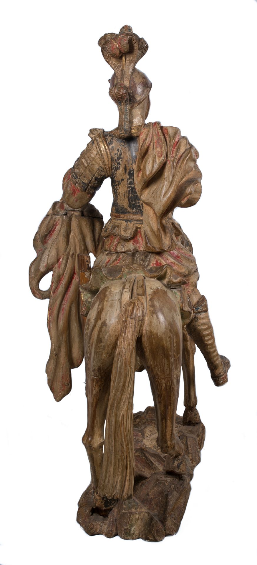 "Saint Martin". Imposing carved, polychromed and gilded wooden sculpture. Hispanic - Flemish - Bild 4 aus 6