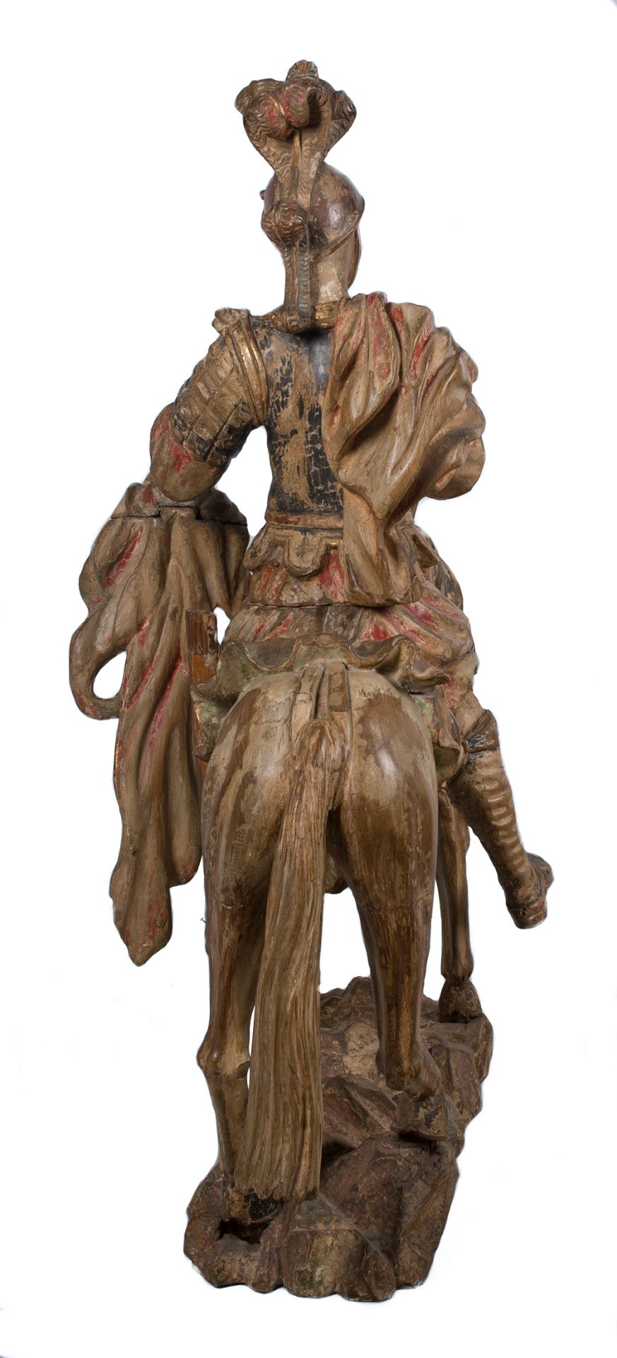 "Saint Martin". Imposing carved, polychromed and gilded wooden sculpture. Hispanic - Flemish - Image 4 of 6