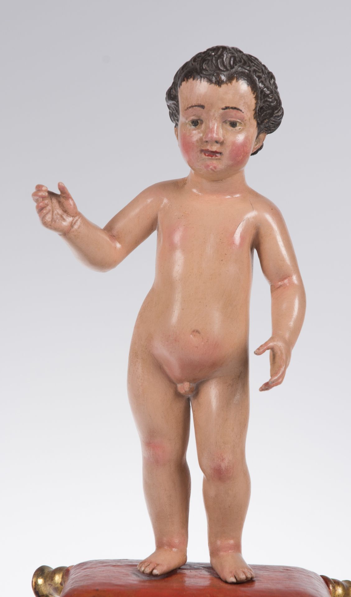 "Infant Saint John the Baptist". Polychromed lead sculpture. Andalusian School. 17th century. - Image 5 of 7