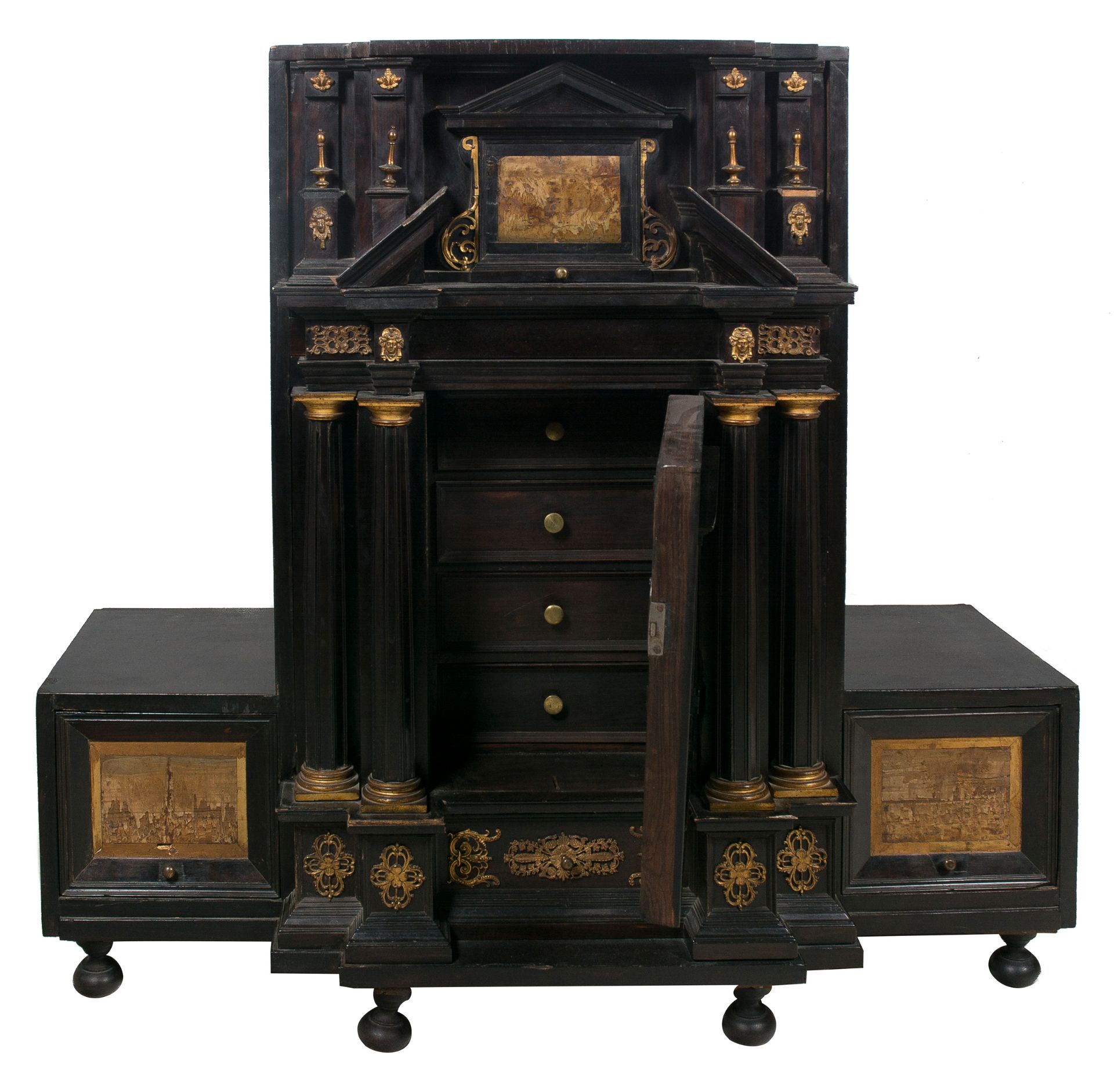 Ebony, gilded bronze and ivory cabinet. Flanders or Italy. 17th century. - Bild 2 aus 5