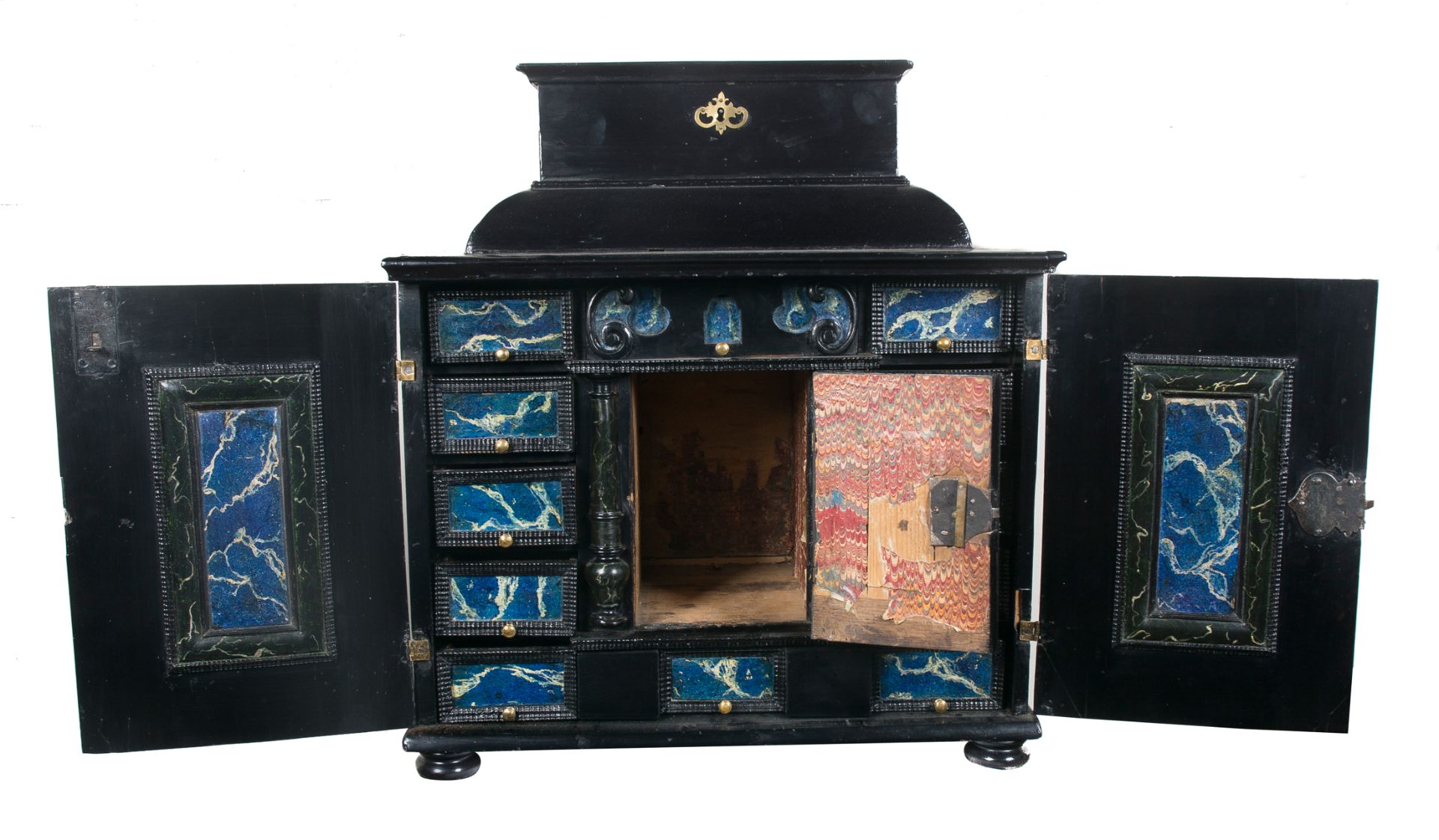 Ebonised and marbled small wooden chest. Flemish workshop. 17th - 18th century. - Bild 3 aus 3