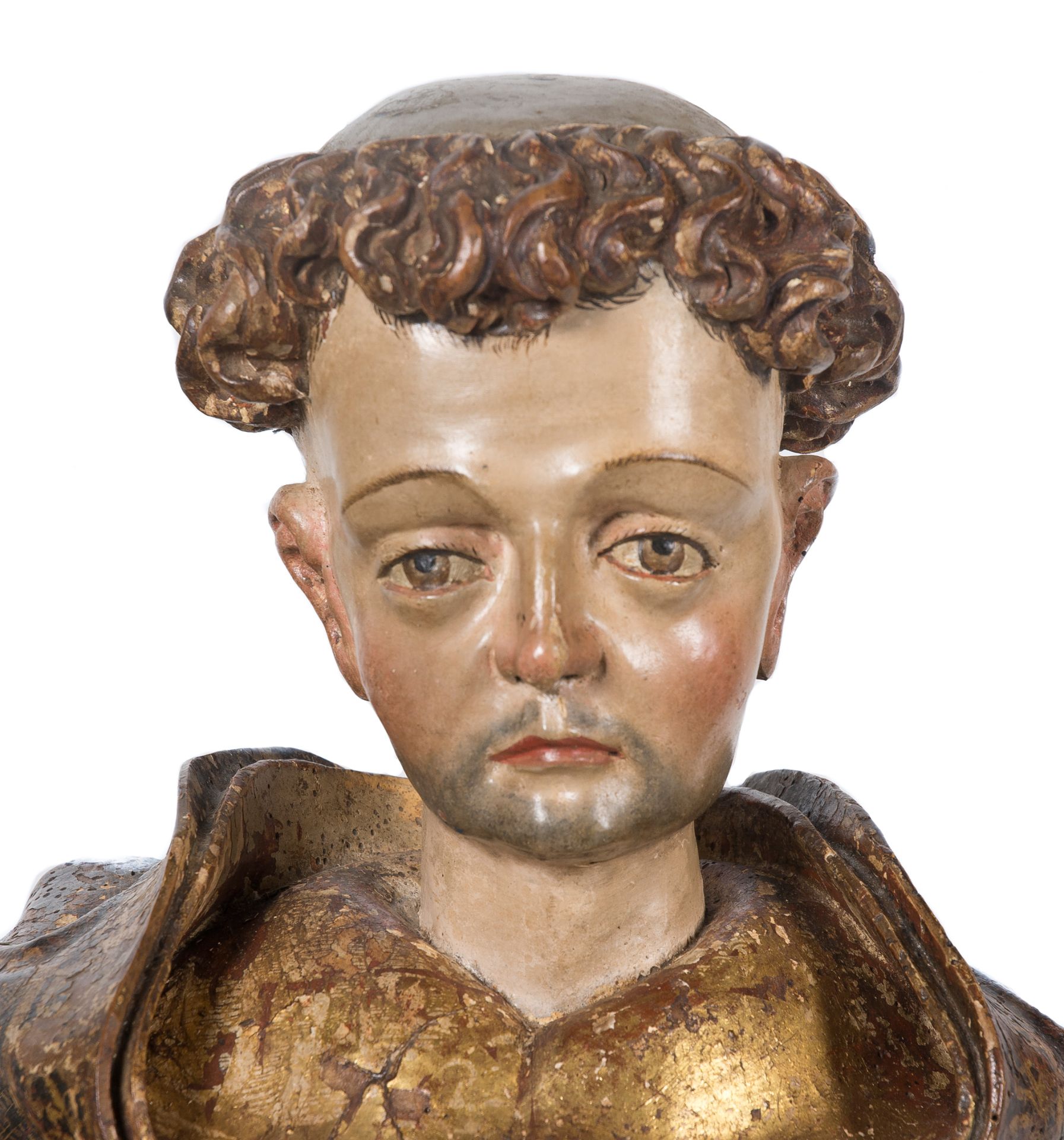 "Saint Peter the Martyr or Saint Peter of Verona". Carved, gilded and polychromed sculpture with - Image 3 of 5