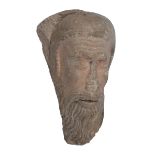"Saint´s head". Sculpted, polychromed stone. Romanesque.