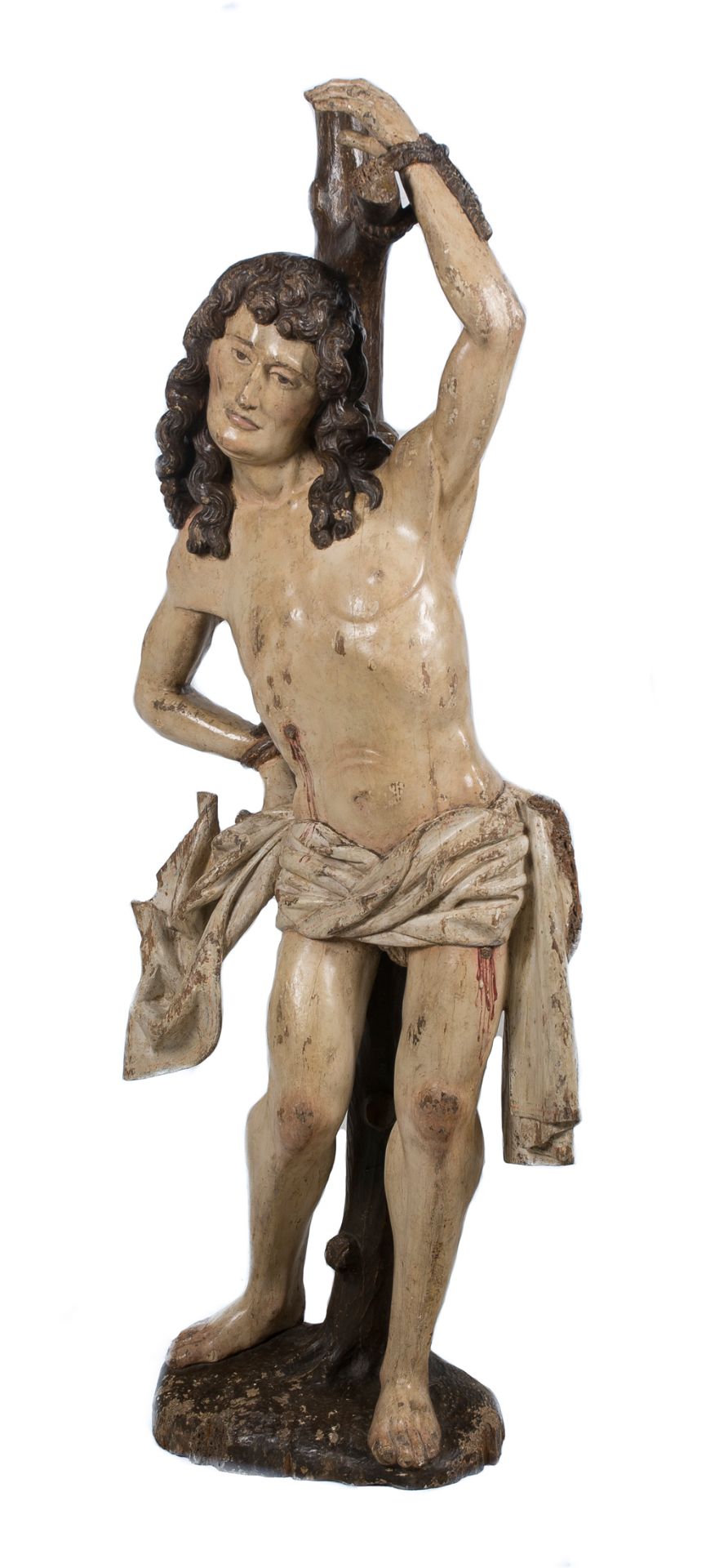 "Saint Sebastian". Carved and polychromed wooden sculpture. Germany. Gothic. 15th century. - Image 2 of 4