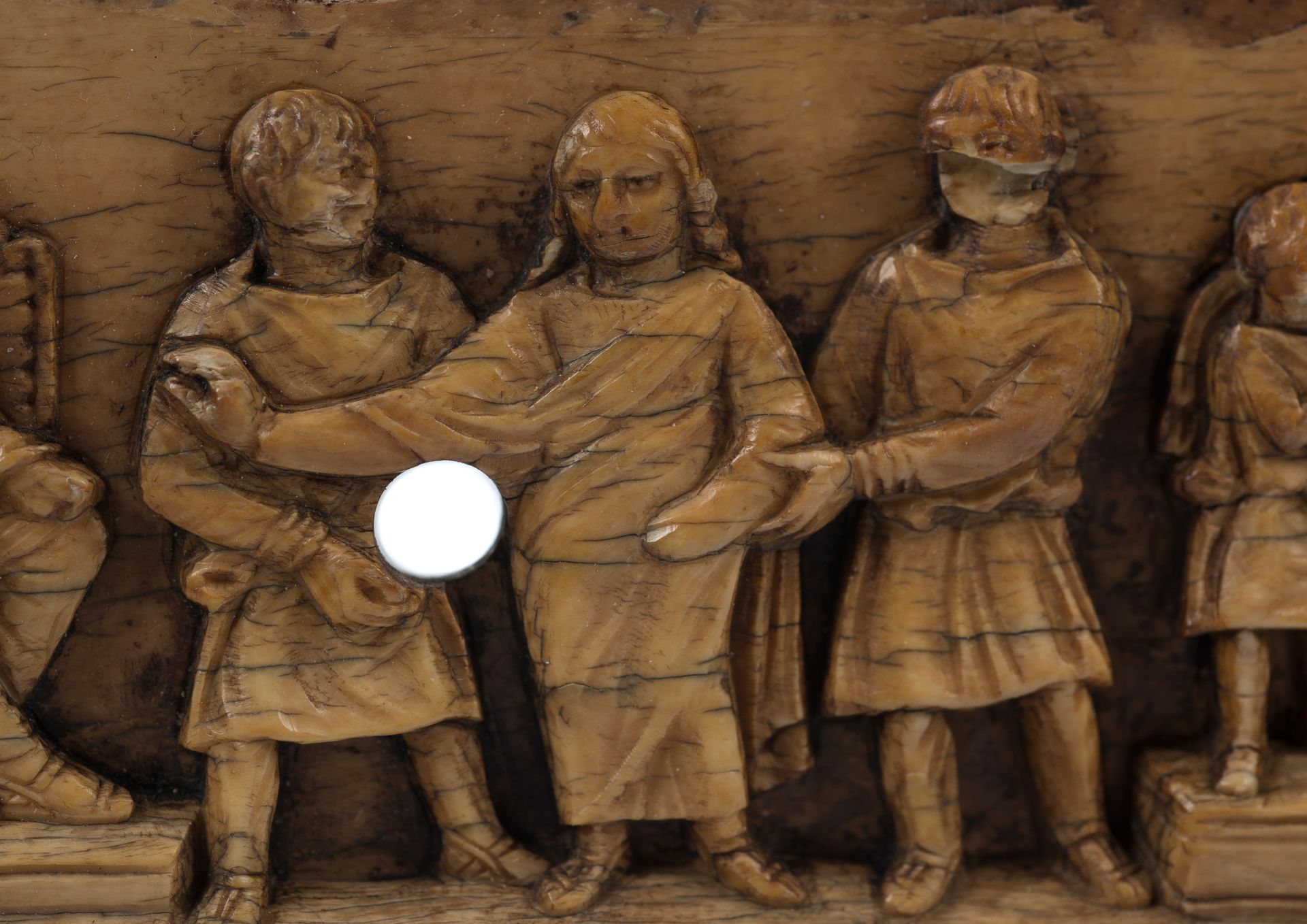 "The trial of Christ". Sculpted ivory relief. Carolingian Period. 6th - 9th century. - Image 3 of 9