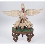 "Eucharist pelican". Carved and polychromed wooden sculptural group. Colonial School. 17th century