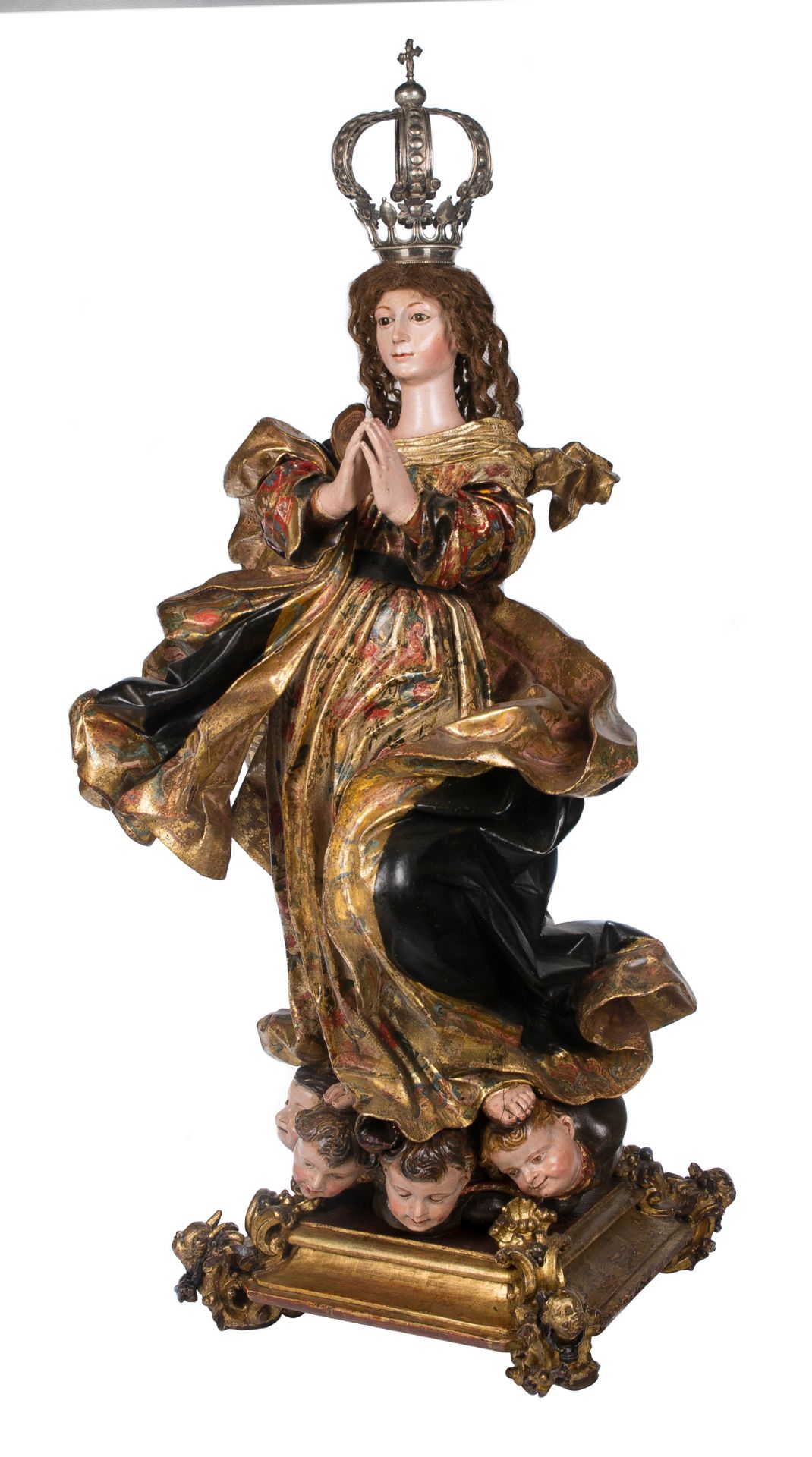 "Our Lady Immaculate". Carved, gilded, estofado technique and polychromed wooden sculpture. Colon - Image 3 of 21