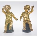 Pair of gilded bronze angels. Italy. 18th century.