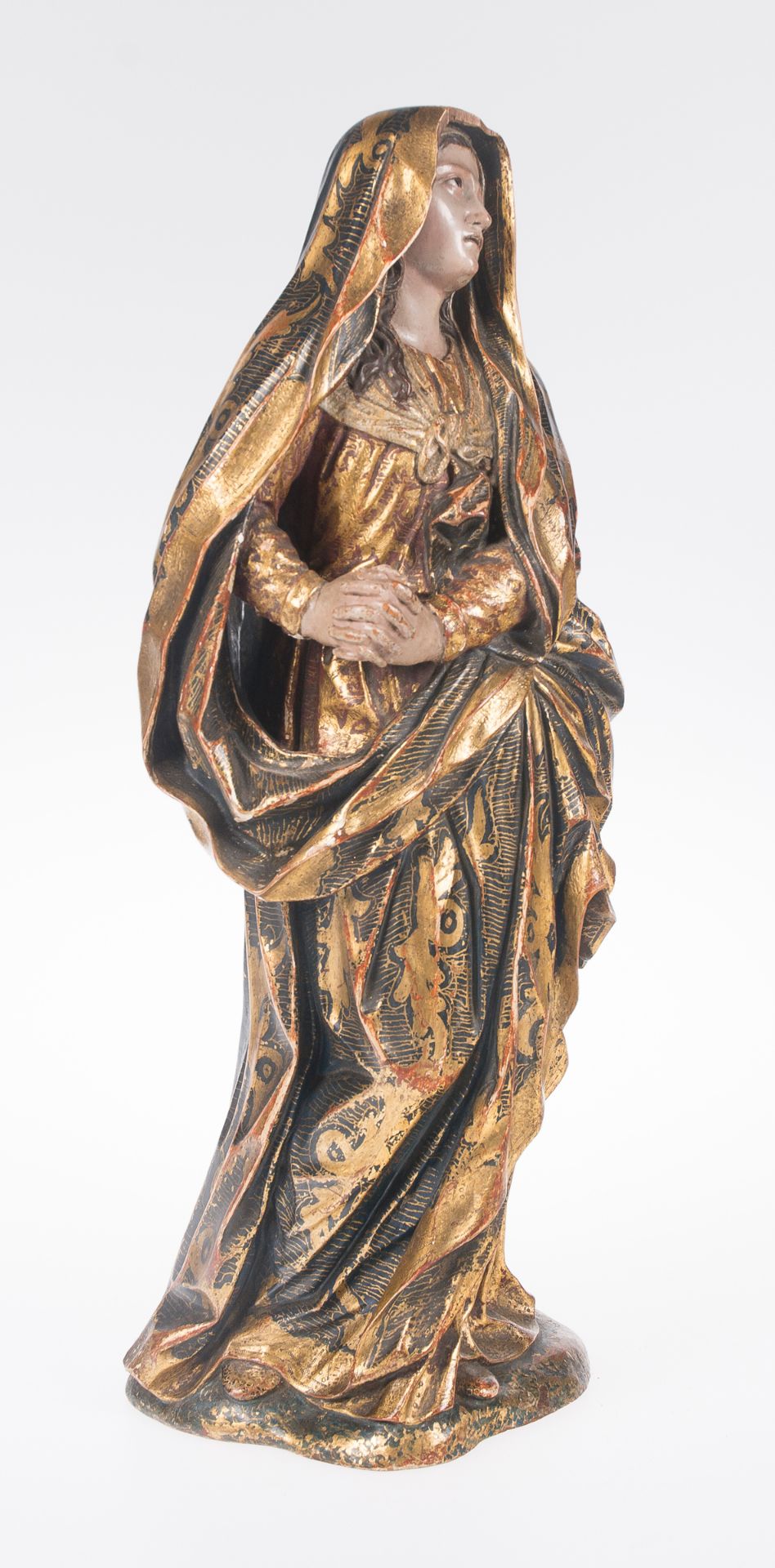 "Our Lady of Sorrows and Saint John". Pair of carved, gilded, estofado technique and polychromed sc - Image 12 of 16