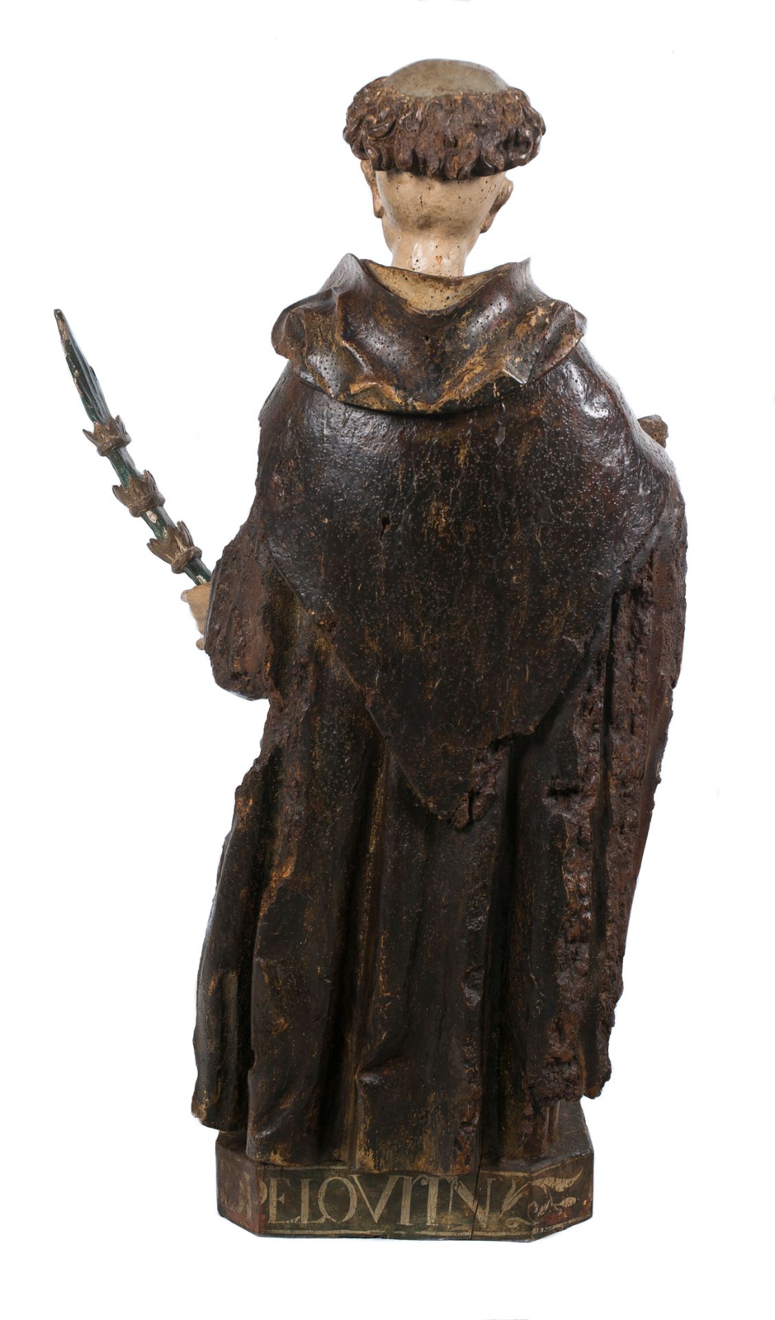 "Saint Peter the Martyr or Saint Peter of Verona". Carved, gilded and polychromed sculpture with - Image 5 of 5