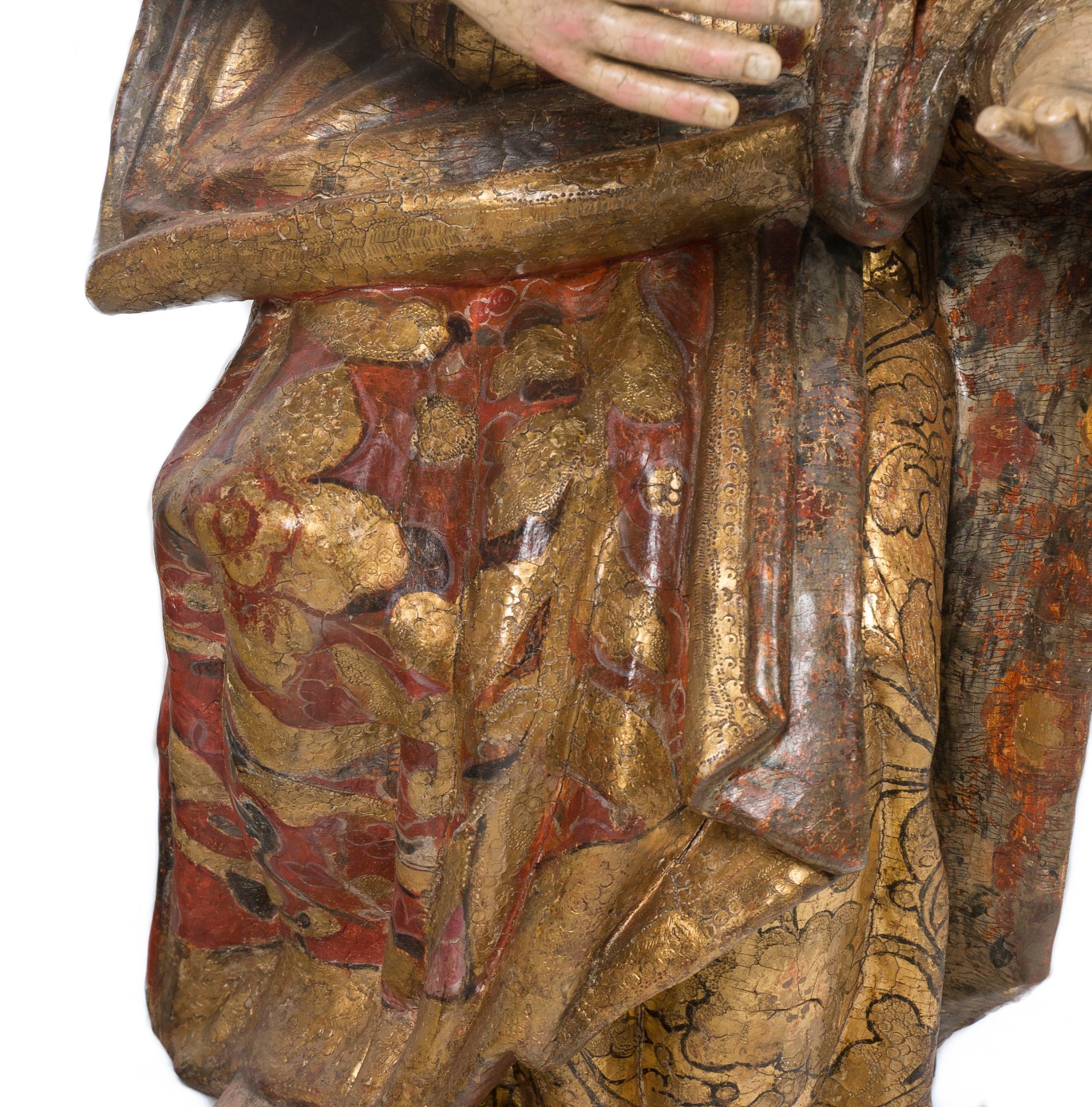 "Saint Peter". Carved, gilded and polychromed wooden sculpture. Romanesque. 13th century. - Image 5 of 6