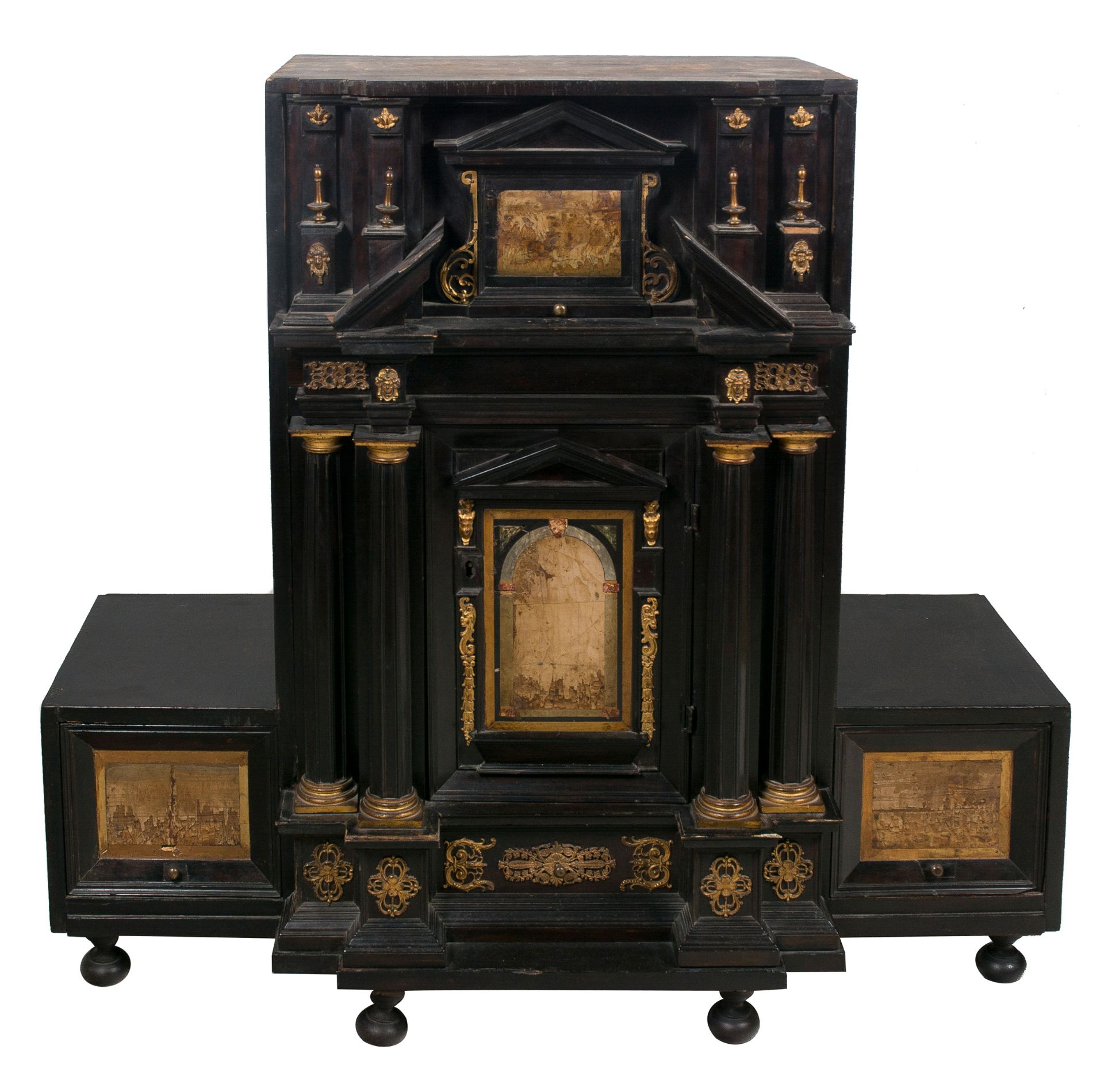 Ebony, gilded bronze and ivory cabinet. Flanders or Italy. 17th century.