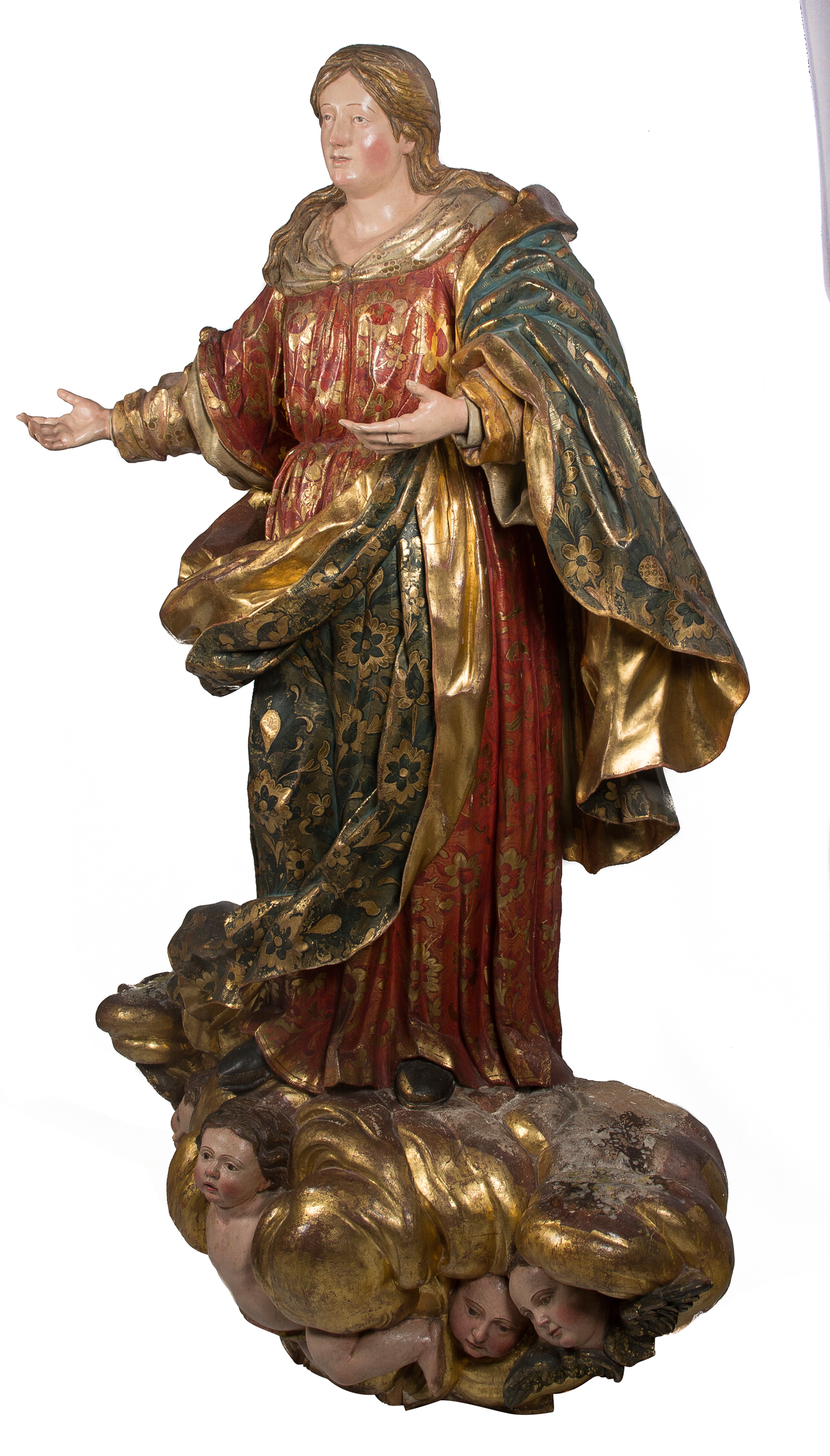 "Our Lady Immaculate". Monumental carved, gilded and polychromed wooden sculpture. Castilian Scho - Image 6 of 10
