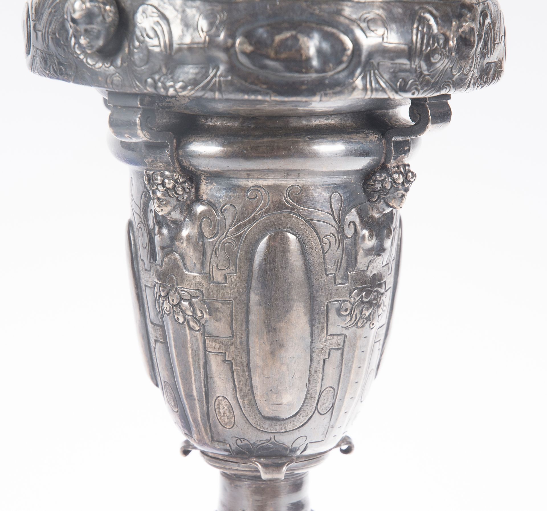 Large, chased silver processional cross. 16th century. - Image 14 of 14