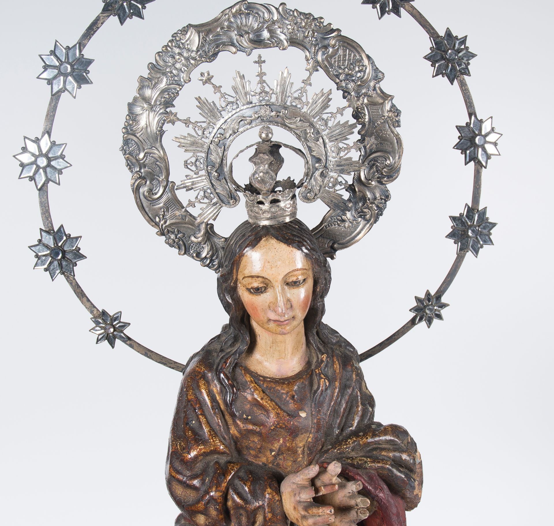 "Our Lady Immaculate". Carved, gilded and polychromed wooden sculpture. Andalusian School. 17th - - Image 3 of 4