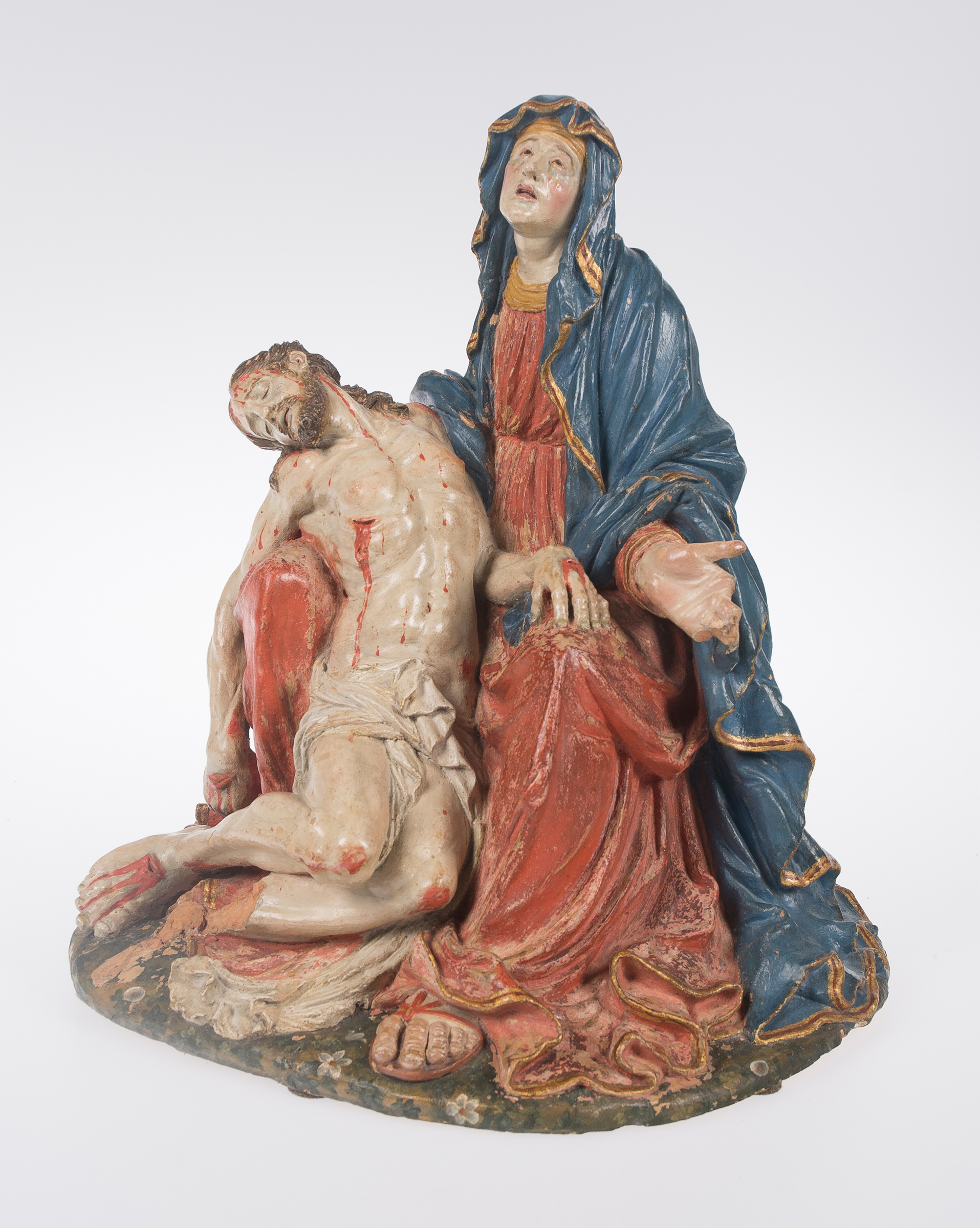 "Pietà". Polychromed and gilded terracotta sculpture. Andalusian School. Granada. Late 17th ce - Image 2 of 9