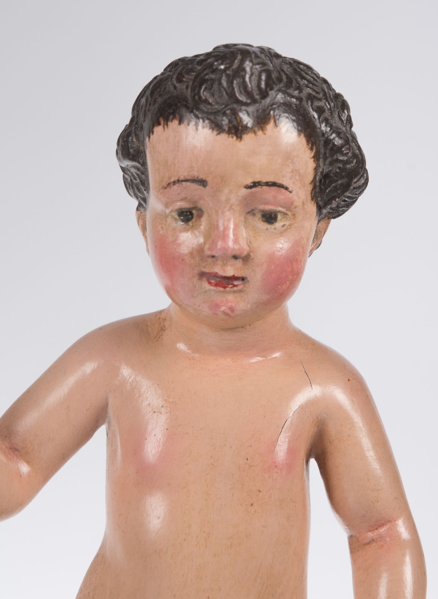 "Infant Saint John the Baptist". Polychromed lead sculpture. Andalusian School. 17th century. - Image 6 of 7