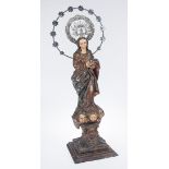 "Our Lady Immaculate". Carved, gilded and polychromed wooden sculpture. Andalusian School. 17th -