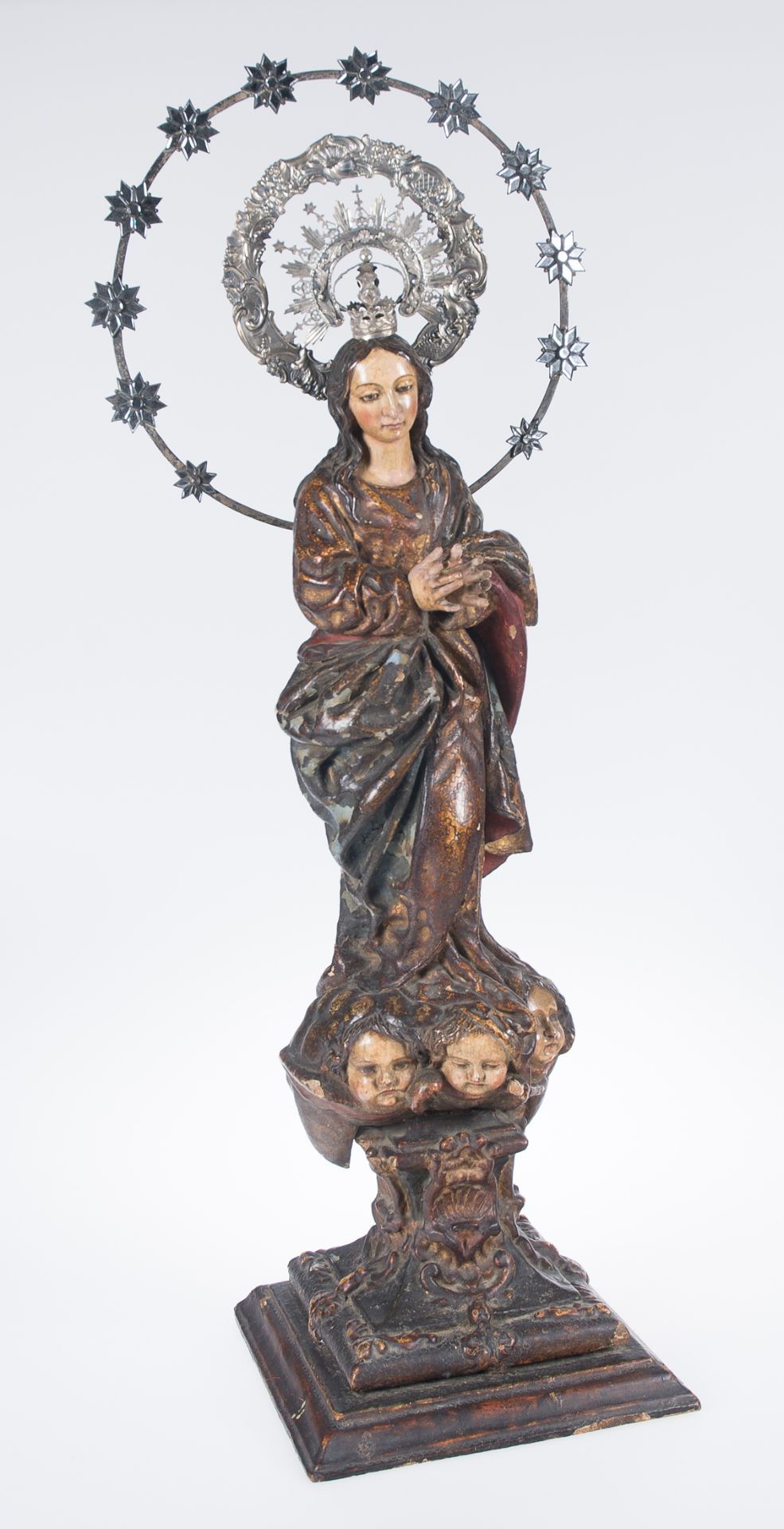 "Our Lady Immaculate". Carved, gilded and polychromed wooden sculpture. Andalusian School. 17th -