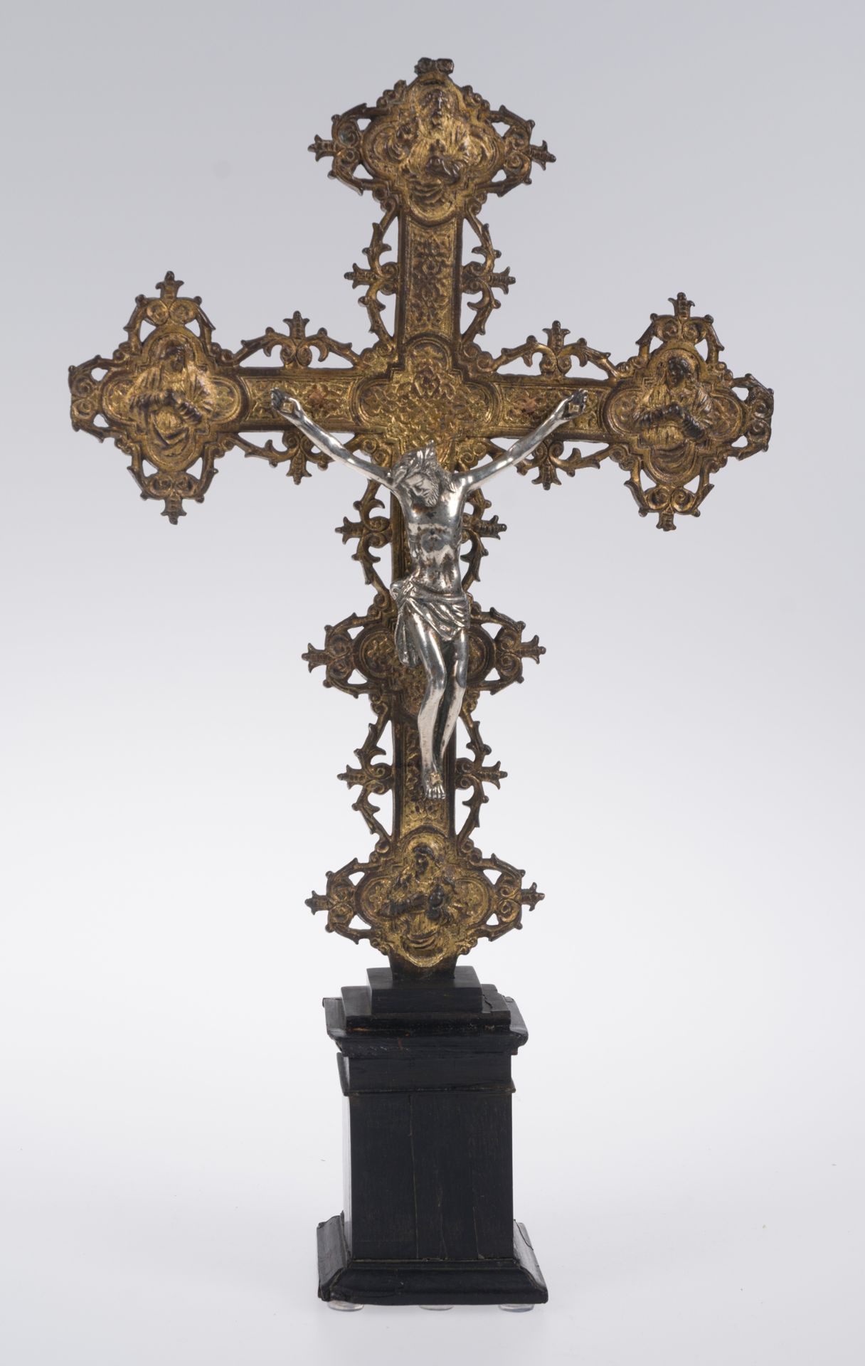 Gilded bronze cross with a silver Christ. Italy. 16th century.