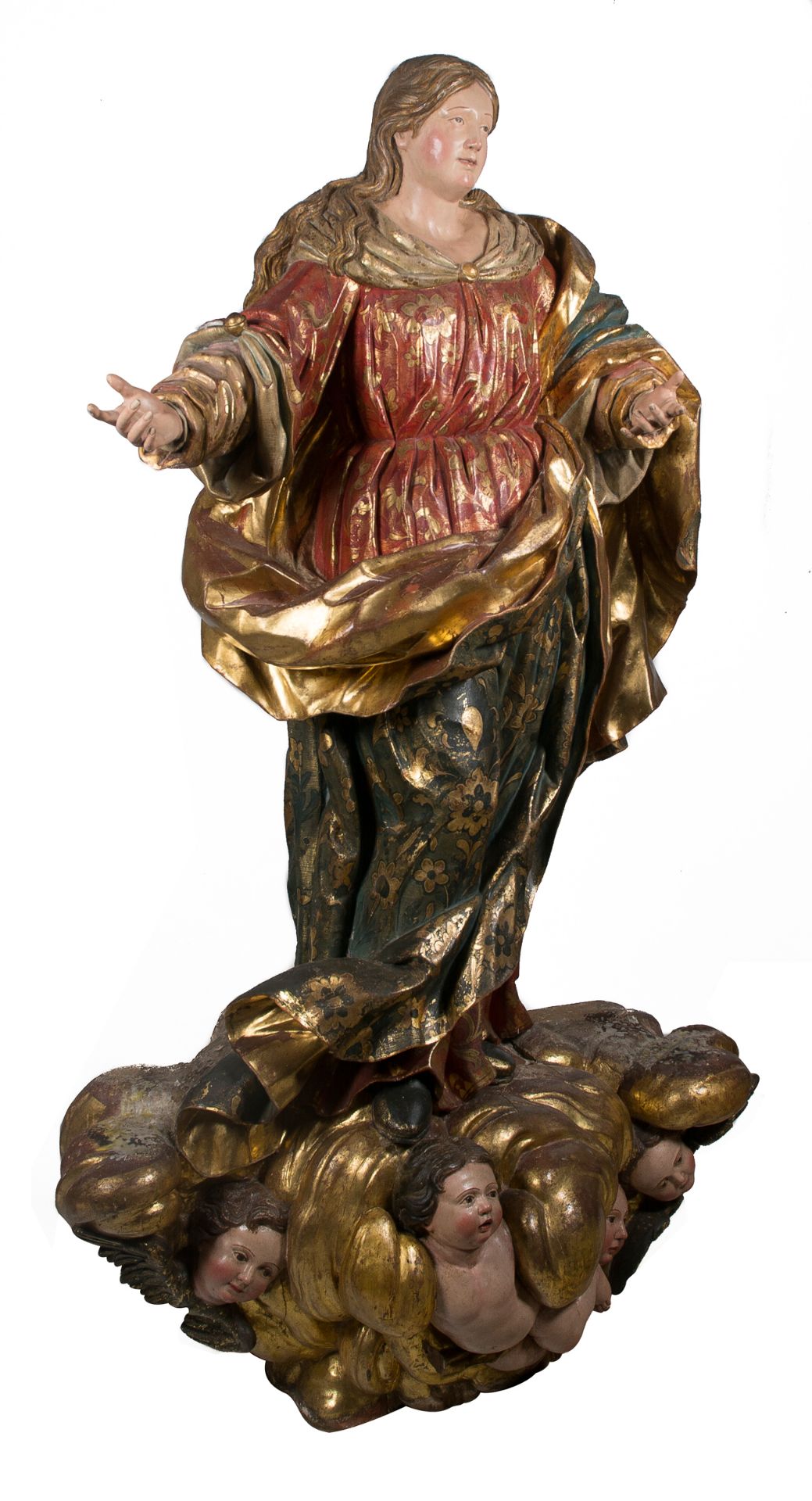 "Our Lady Immaculate". Monumental carved, gilded and polychromed wooden sculpture. Castilian Scho - Image 8 of 10