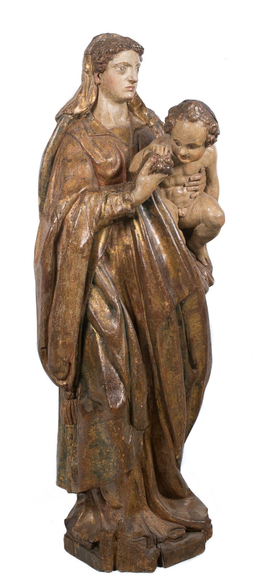 "Madonna and Child". Carved, gilded and polychromed wooden sculpture. Castilian School. 16th centu - Image 2 of 3