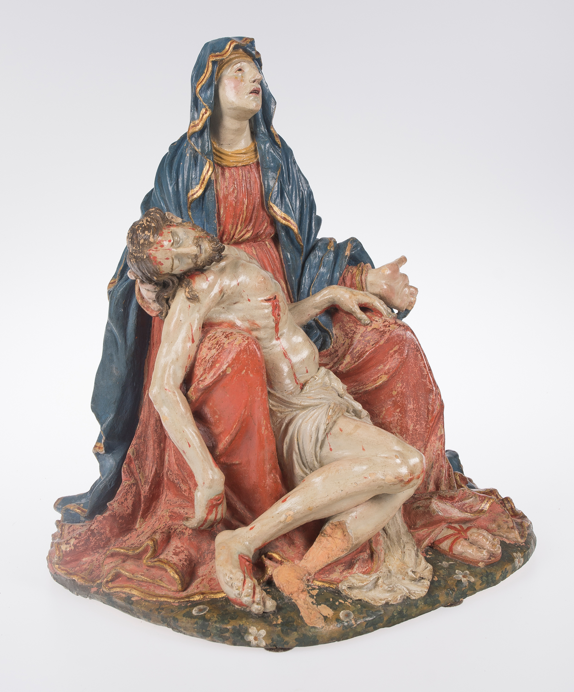 "Pietà". Polychromed and gilded terracotta sculpture. Andalusian School. Granada. Late 17th ce - Image 3 of 9