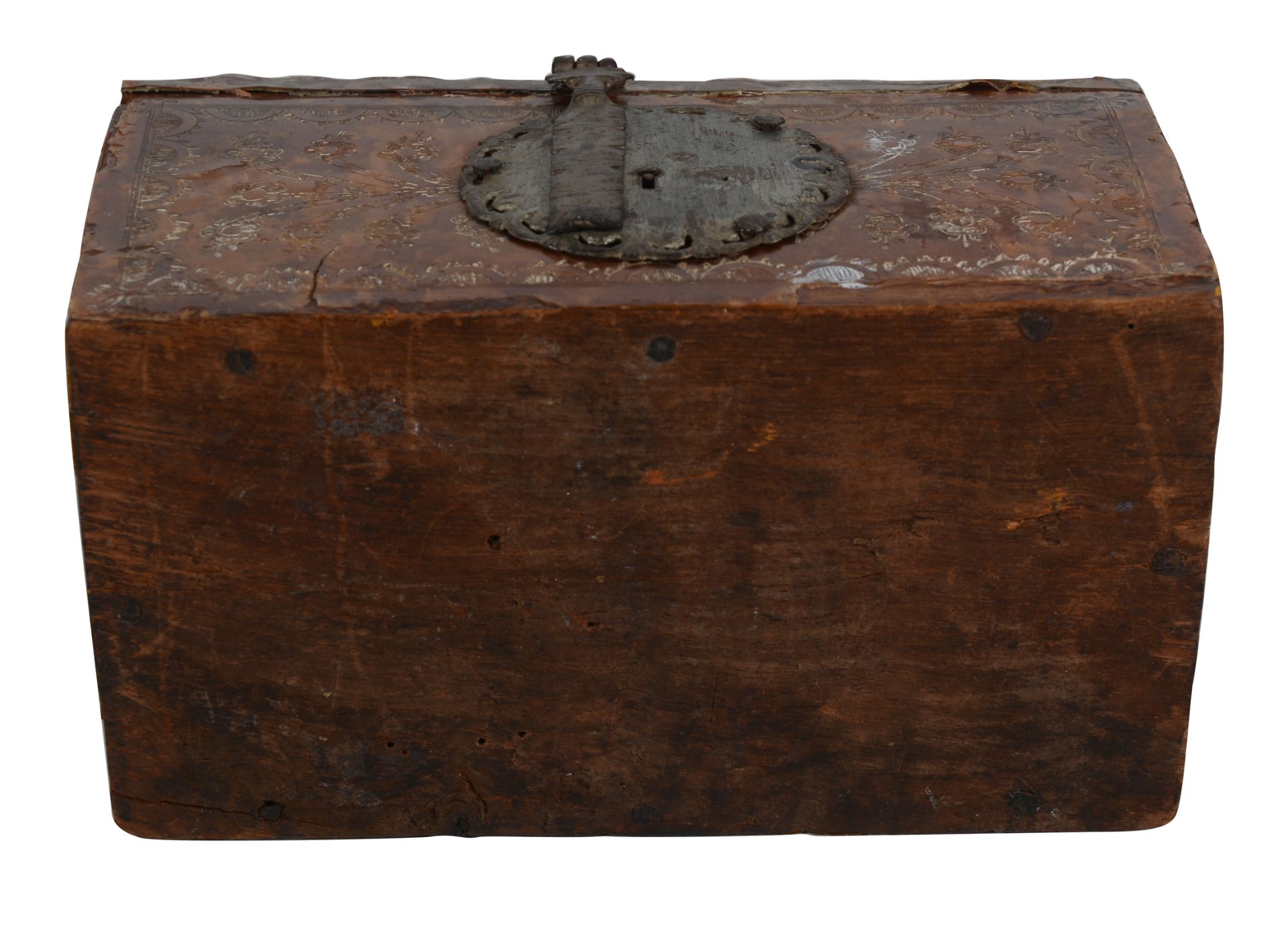 Wooden chest covered with niello tortoiseshell. Guadalajara Mexico. 18th century. - Bild 7 aus 7