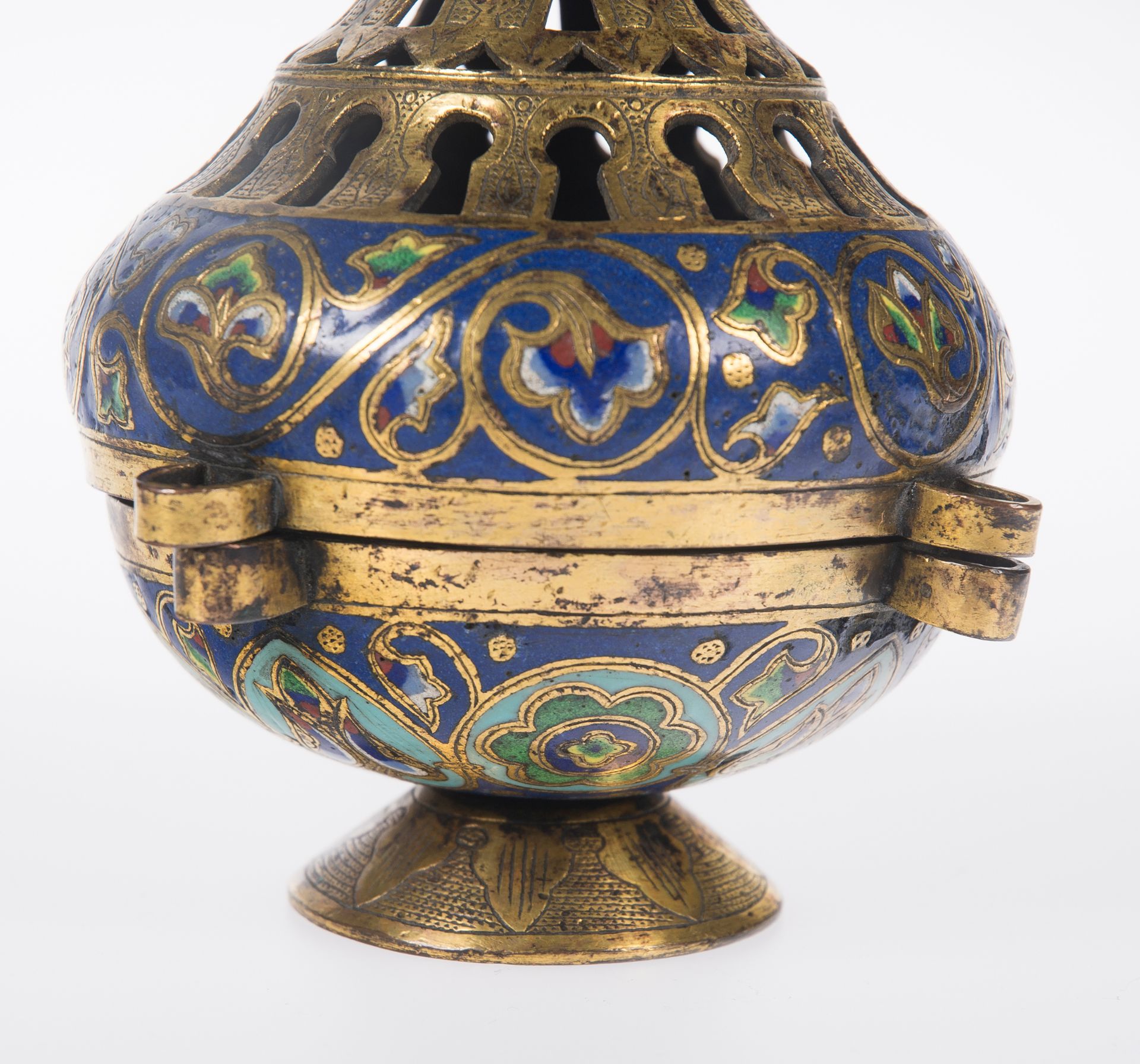 Gilded copper censer with champlevé enamels. Limoges. France. - Bild 2 aus 5