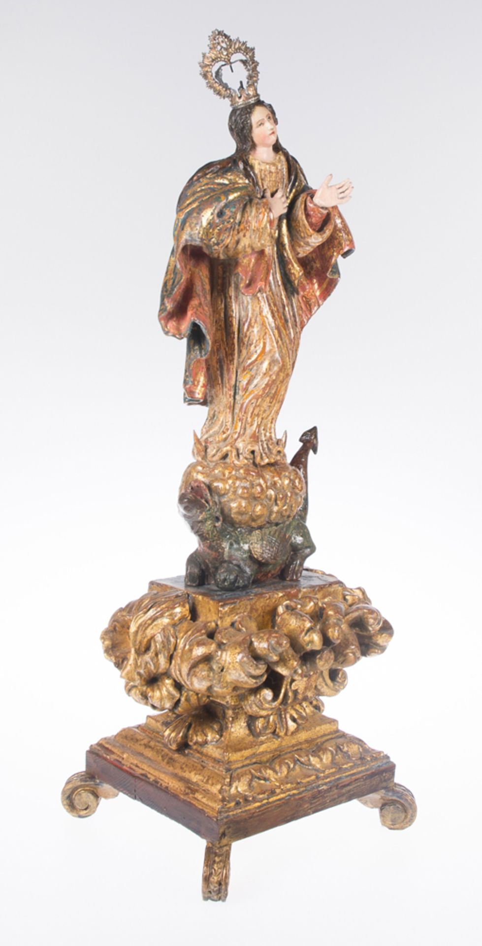 "Our Lady Immaculate". Carved, gilded and polychromed wooden sculpture. Andalusian School. 17th cent - Bild 2 aus 6