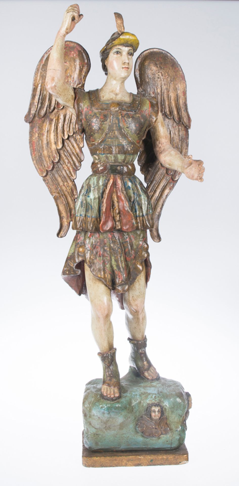 "Saint Michael Archangel". Carved, gilded and polychromed wooden sculpture. Colonial School. 18th ce