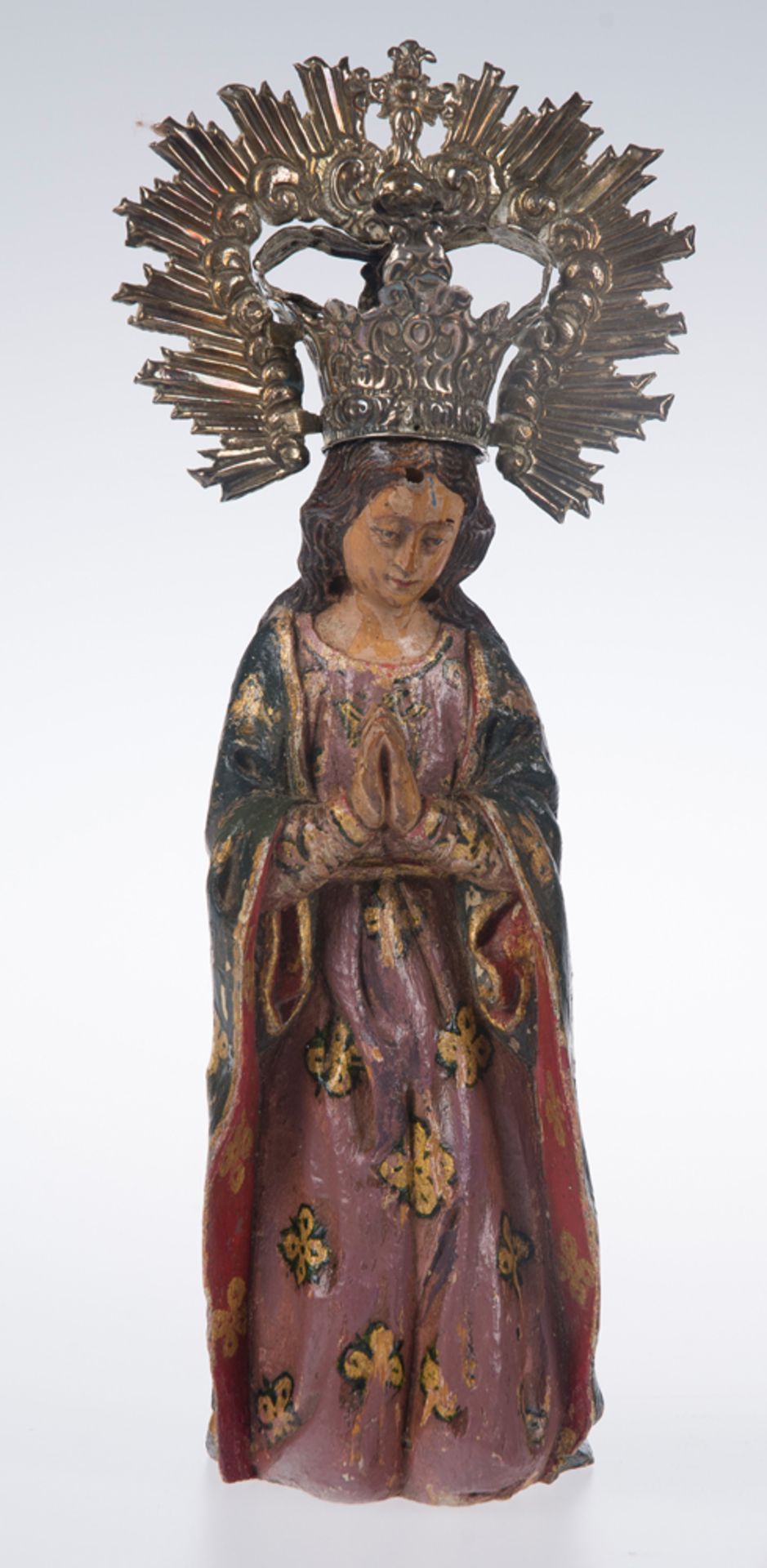 "Saint Joseph and the Virgin Mary". Pair of carved, gilded and polychromed wooden sculptures. Colo - Bild 2 aus 4