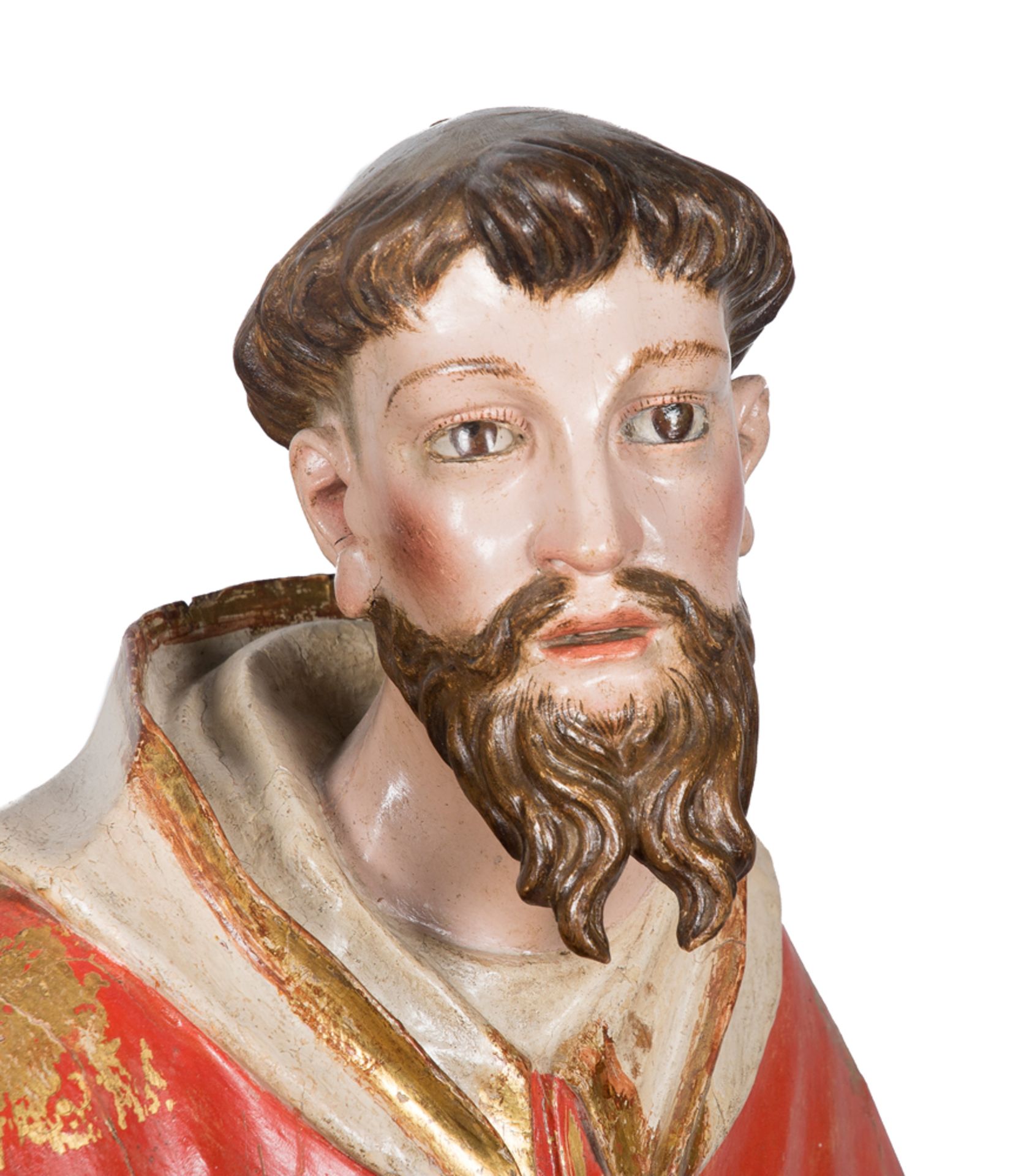 "Saint Raymond Nonnatus". Carved, gilded and polychromed wooden sculpture. Murcia School. 18th centu - Bild 4 aus 5