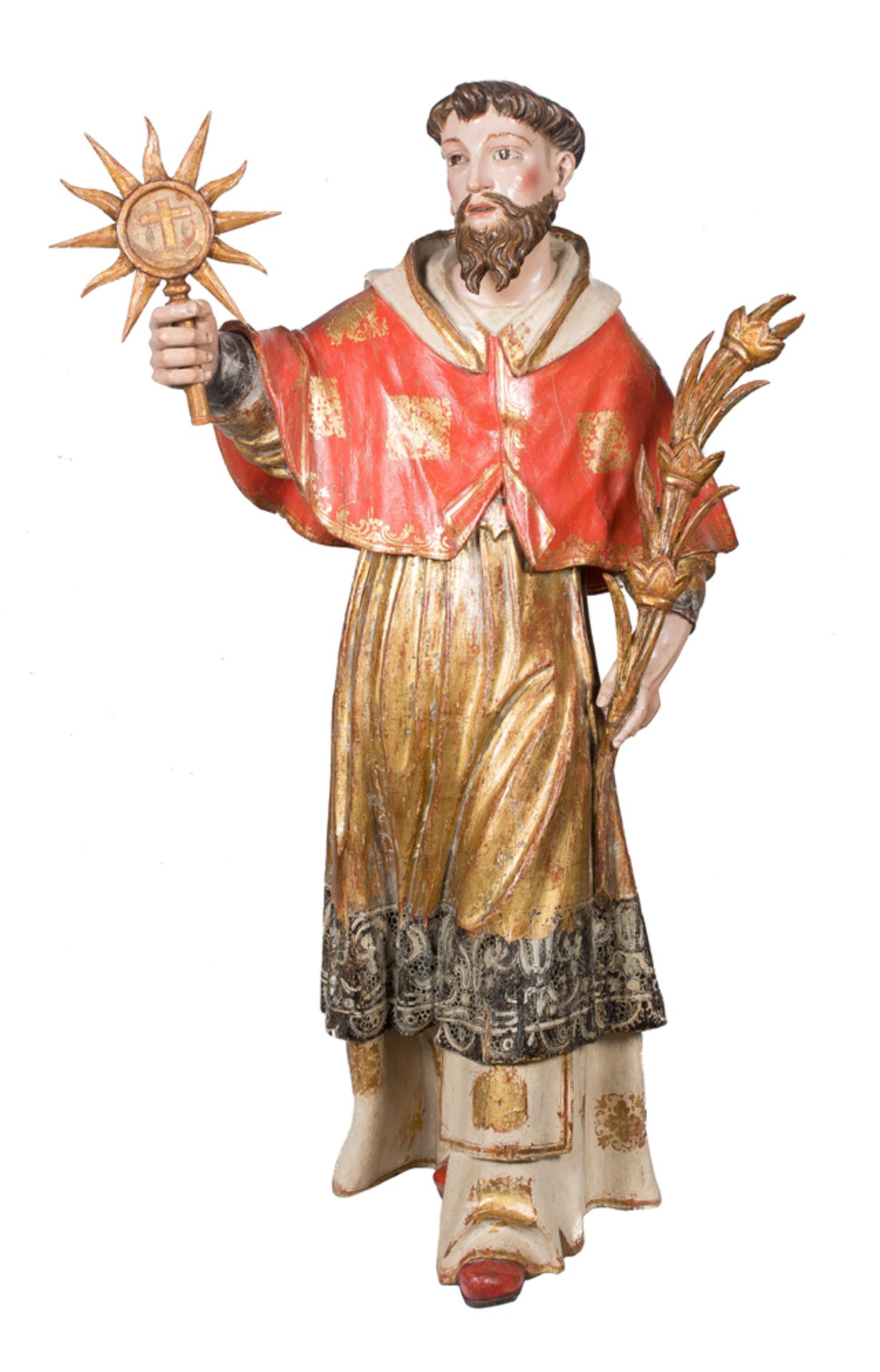 "Saint Raymond Nonnatus". Carved, gilded and polychromed wooden sculpture. Murcia School. 18th centu