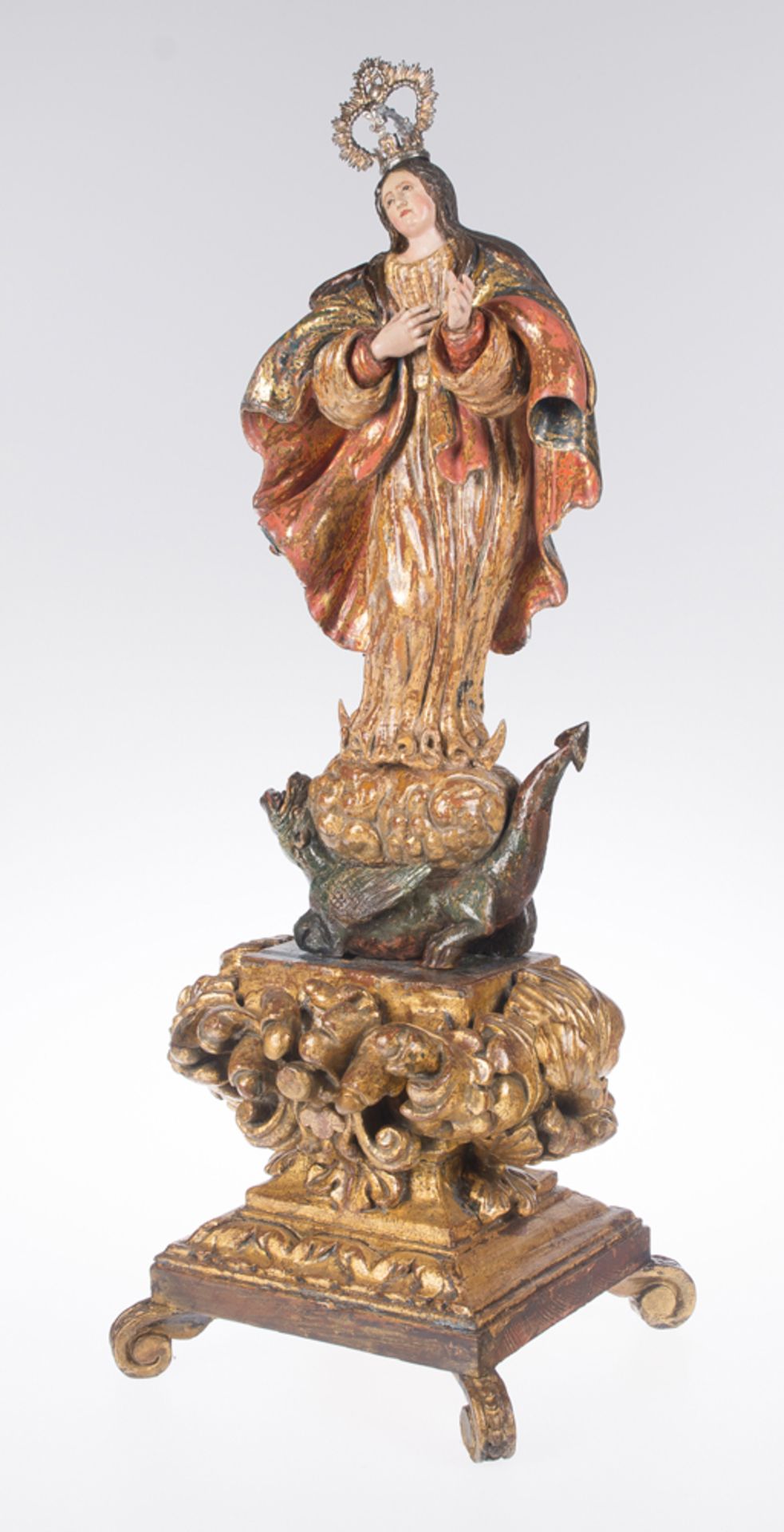 "Our Lady Immaculate". Carved, gilded and polychromed wooden sculpture. Andalusian School. 17th cent - Bild 3 aus 6