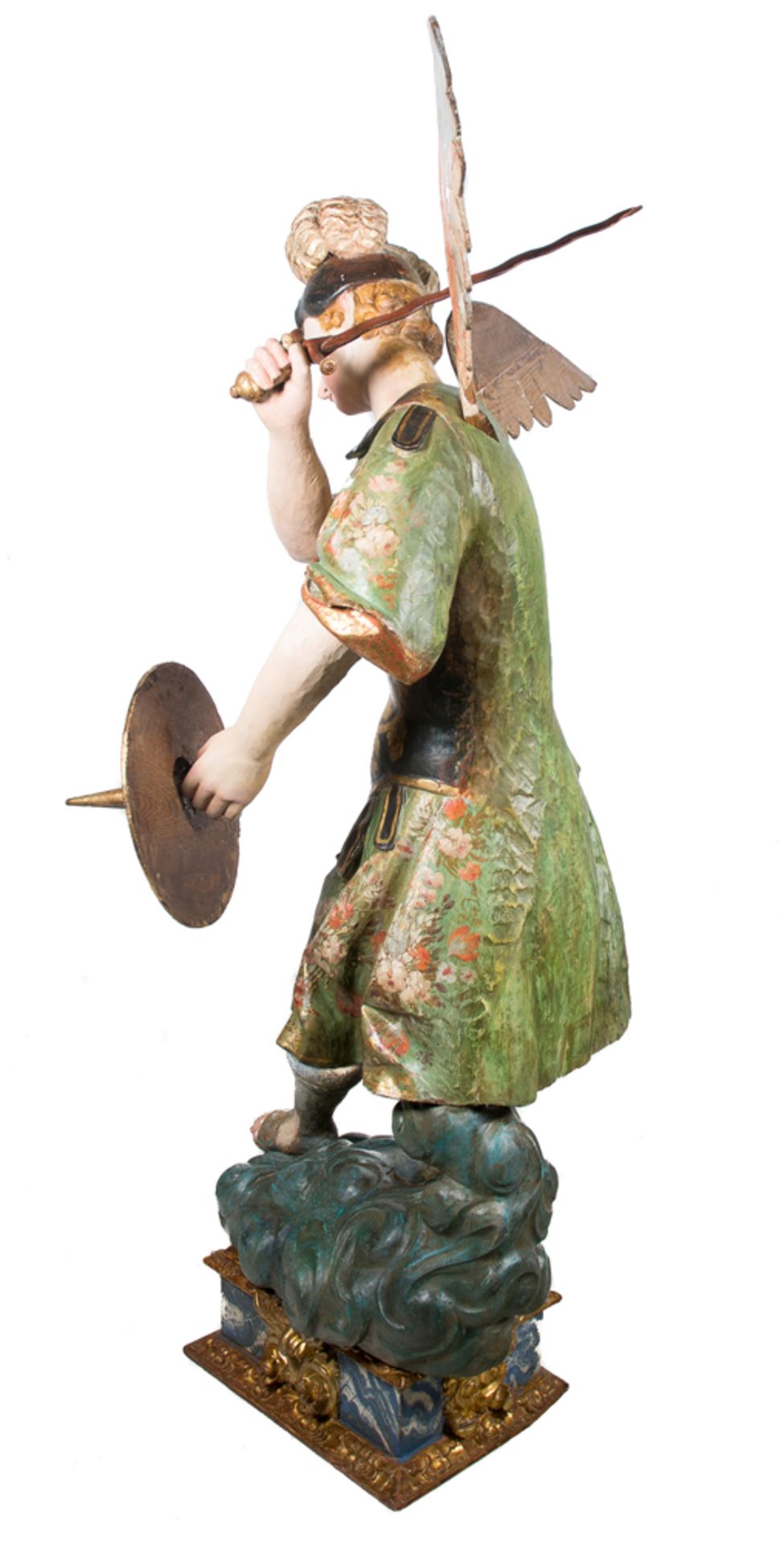 "Saint Michael the Archangel". Carved, gilded and polychromed wooden sculpture. Colonial School. 18t - Bild 6 aus 7