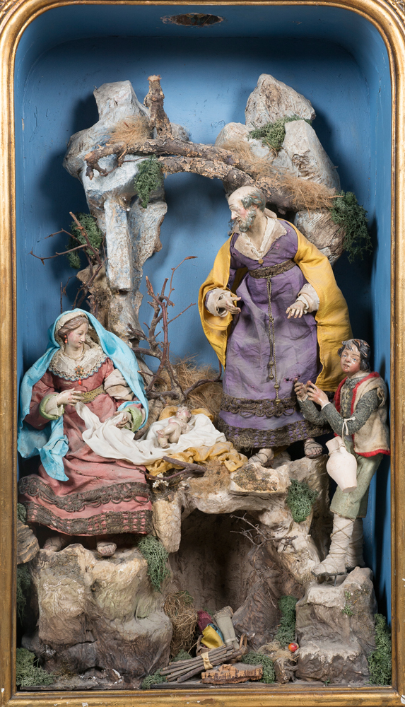 "Nativity". Polychromed terracotta sculptural group. Nativity Scene. Neapolitan School. 19th cen - Image 2 of 7