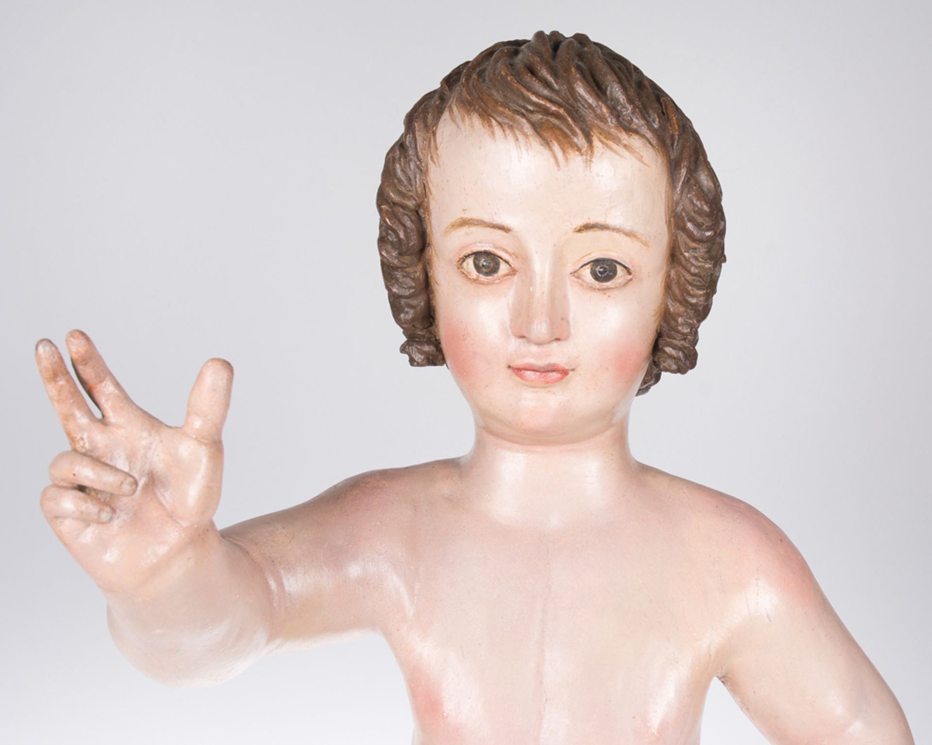 "Christ Child". Carved and polychromed wooden sculpture. Castilian School. 17th century. - Image 3 of 4