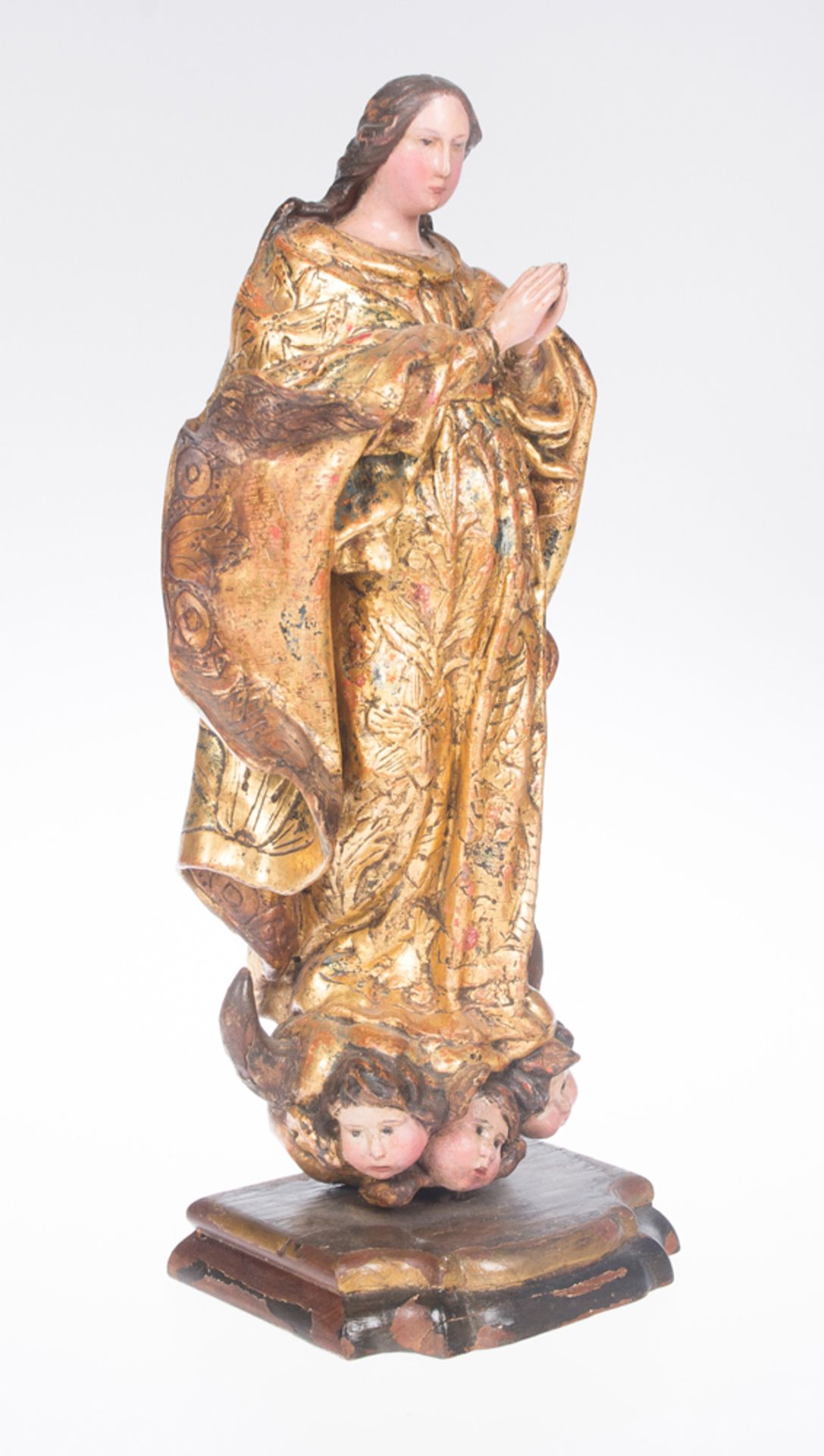 "Immaculate Conception". Carved, gilded and polychromed wooden sculpture. Colonial School. 18th cent - Image 4 of 7